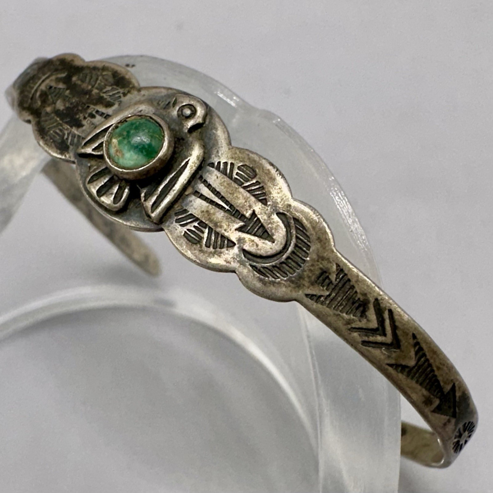 Native American Cuff Bracelet Fred Harvey Era Sterling Silver Turquoise Size 5 S