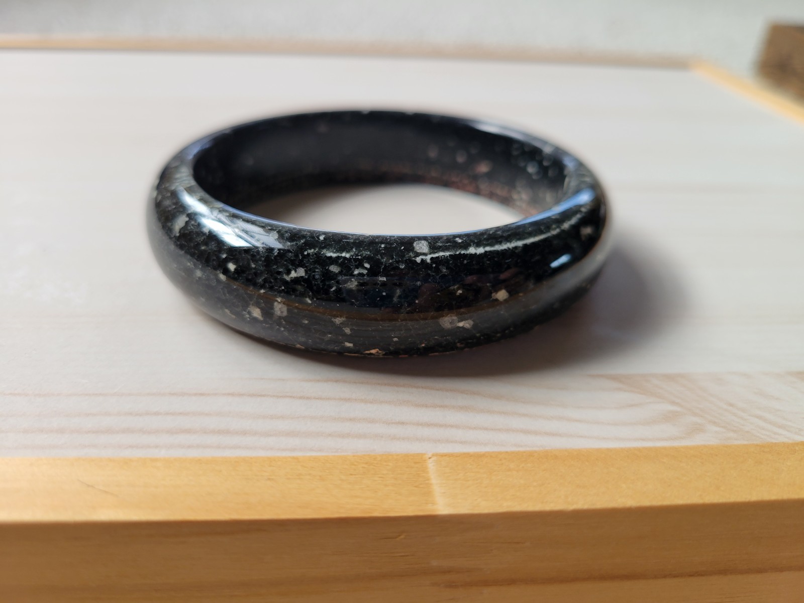 Natural Snowflake Obsidian Bangle inner Diameter 60mm-61mm Black