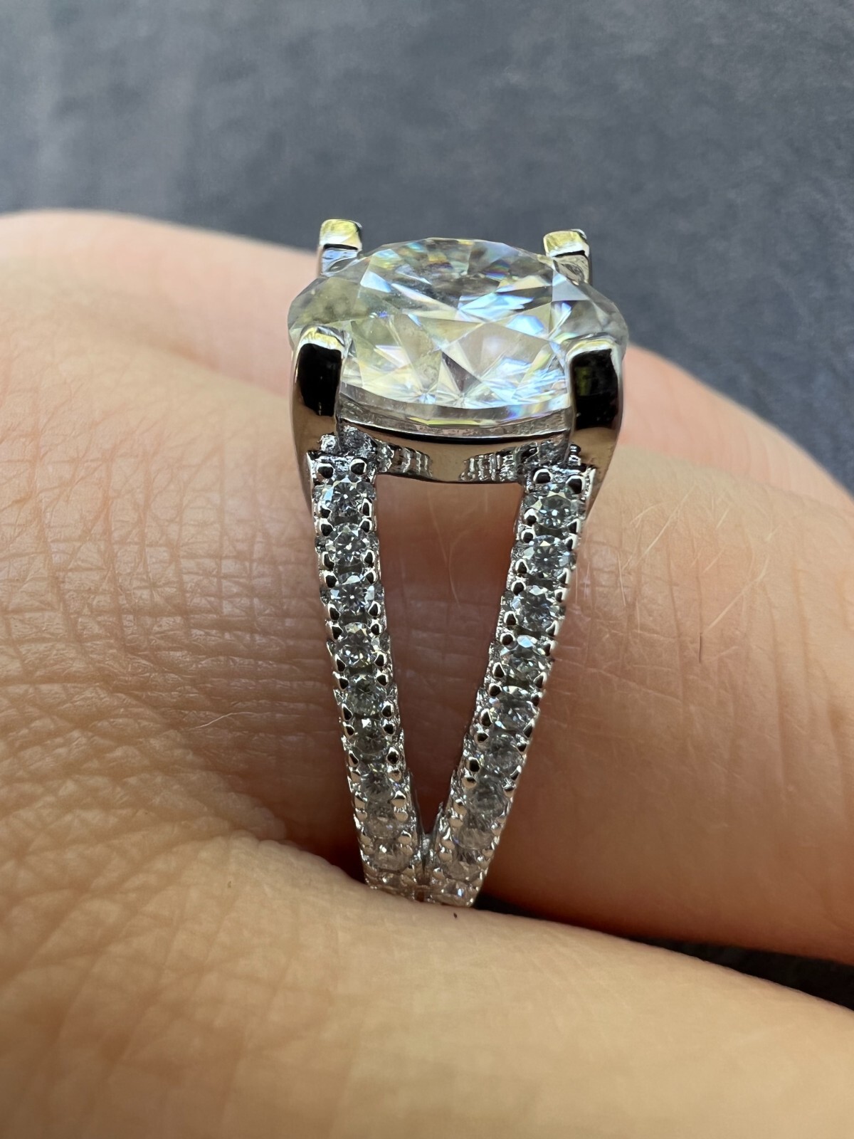 Real Moissanite Halo Engagement Promise Ring 925 Silver Diamond Test ✅ 4 Sizes
