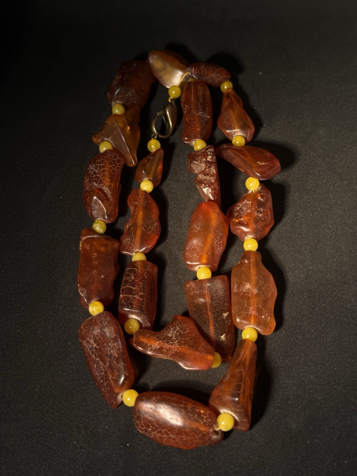 Natural Baltic Amber Necklace Freeform Beads Honey Color 26” 53.85g Lithuania