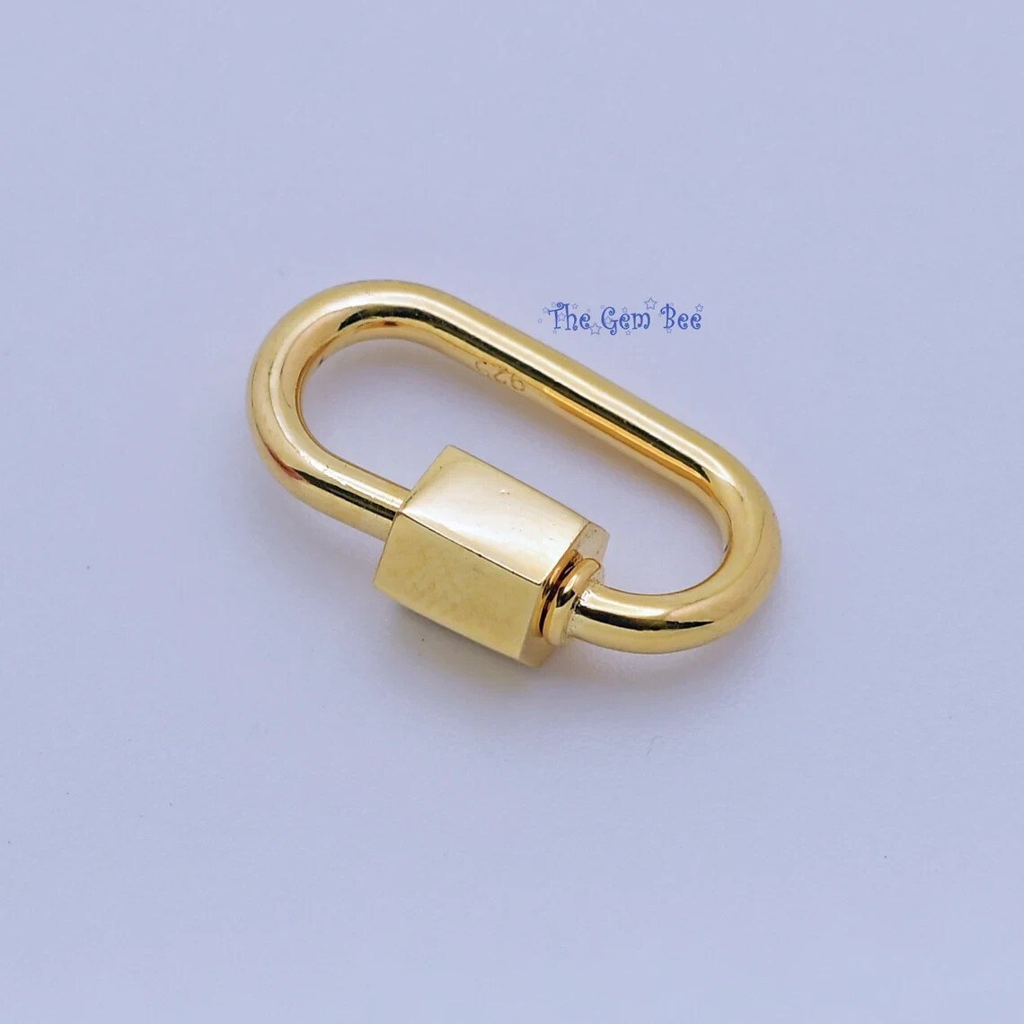 11.8×18.5mm Gold Vermeil Charm Holder Screw Carabiner Lock Enhancer Pendant