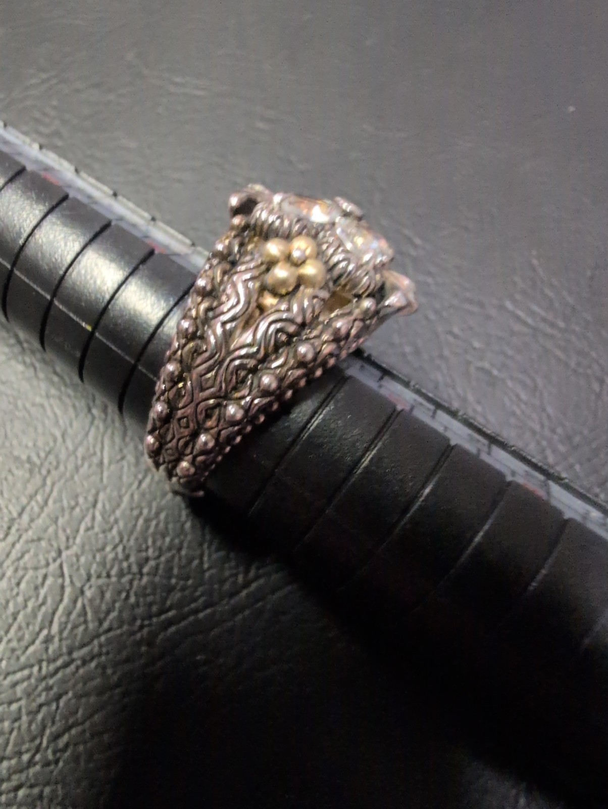 Barbara Bixby Sterling silver 925 18k gold rhodolite garnet ring size 7