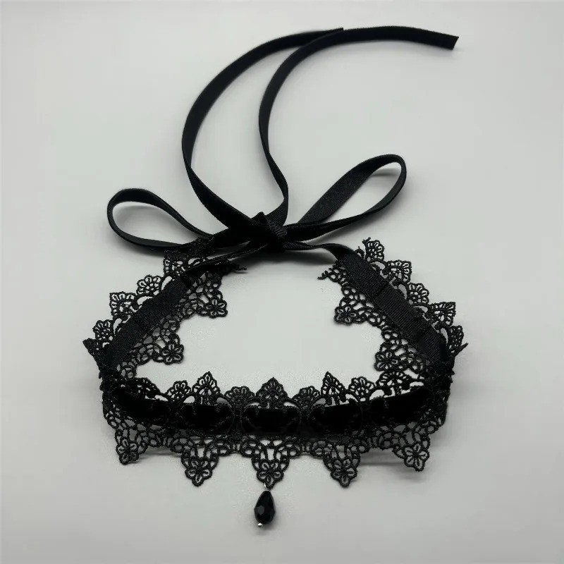 Gothic Lace Choker Necklace Victorian Velvet Collar Flower Pendant