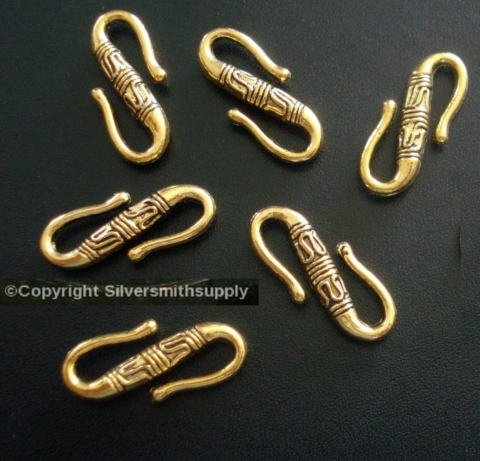 22mm Jewelry clasps 6 S hook clasps ancient design antique gold plated fpc138
