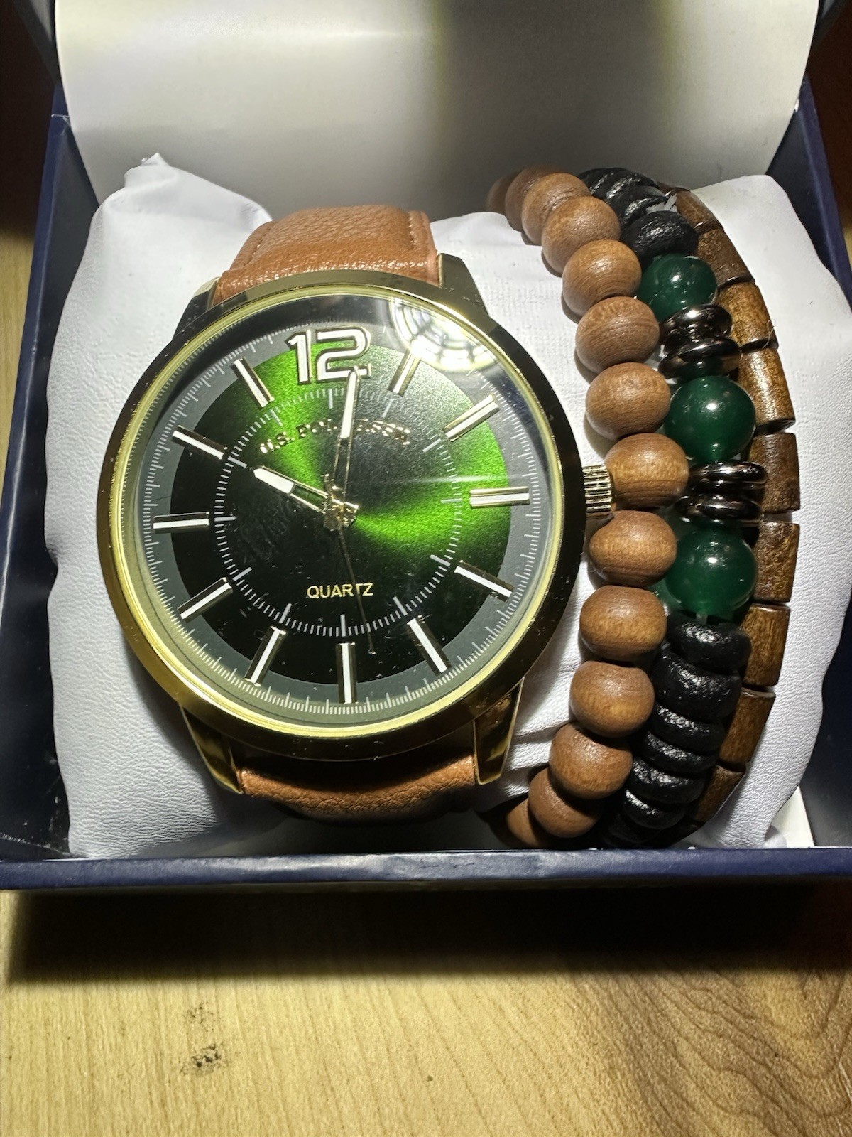 U.S. Polo Assn. Men’s Gold And Black With Leather Straps And Separate Bracelet