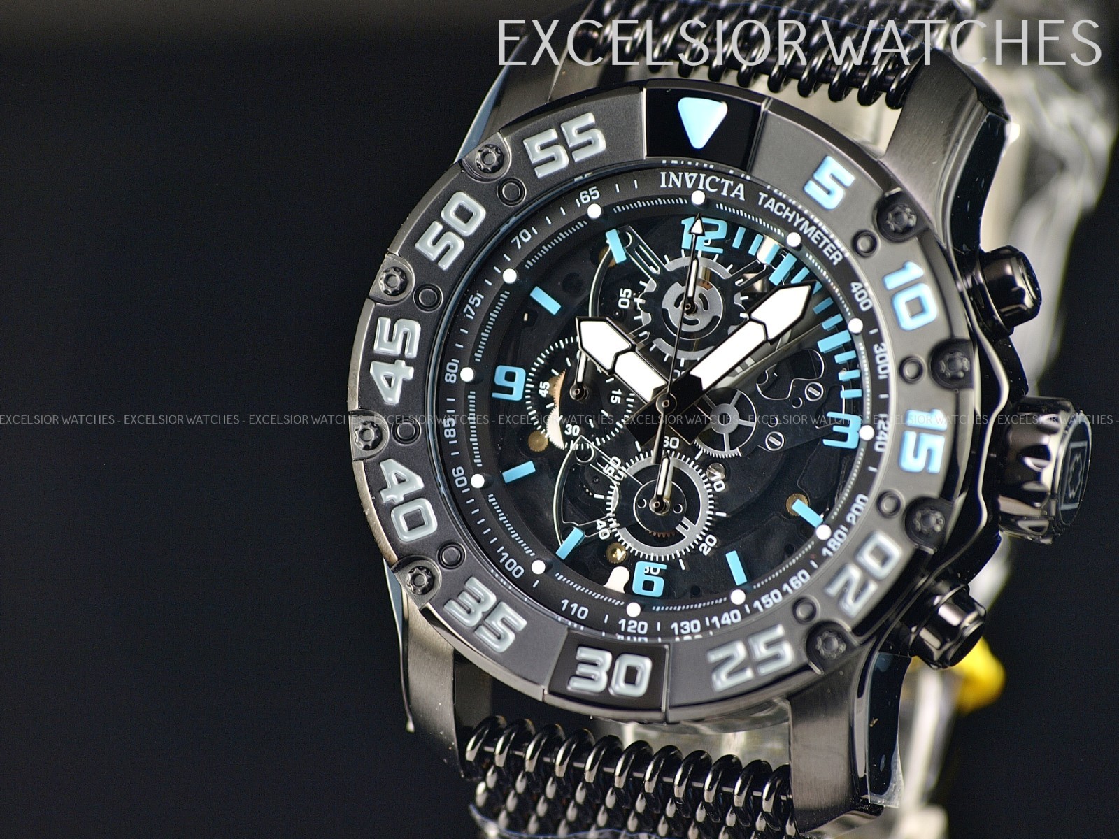 Invicta RACING JM LIMITED EDITION Chronograph Quartz Stinless Mesh BLACK Watch