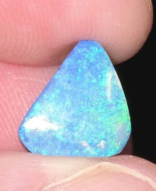 4.58 ct Australian Lightning Ridge Opal Doublet Trillion Neon Green Blue Fire