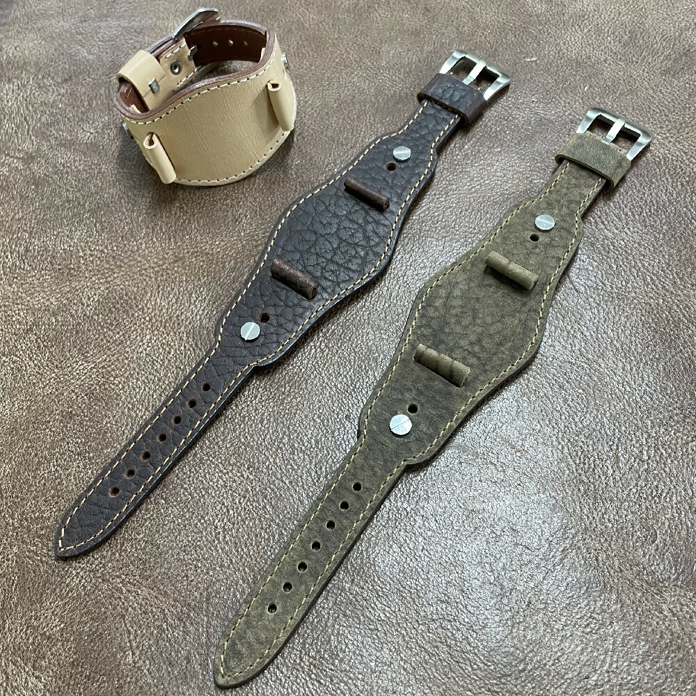 Size 16/18/20mm Genuine Cow Leather Cuff Wire Lug Watch Strap/Band #123