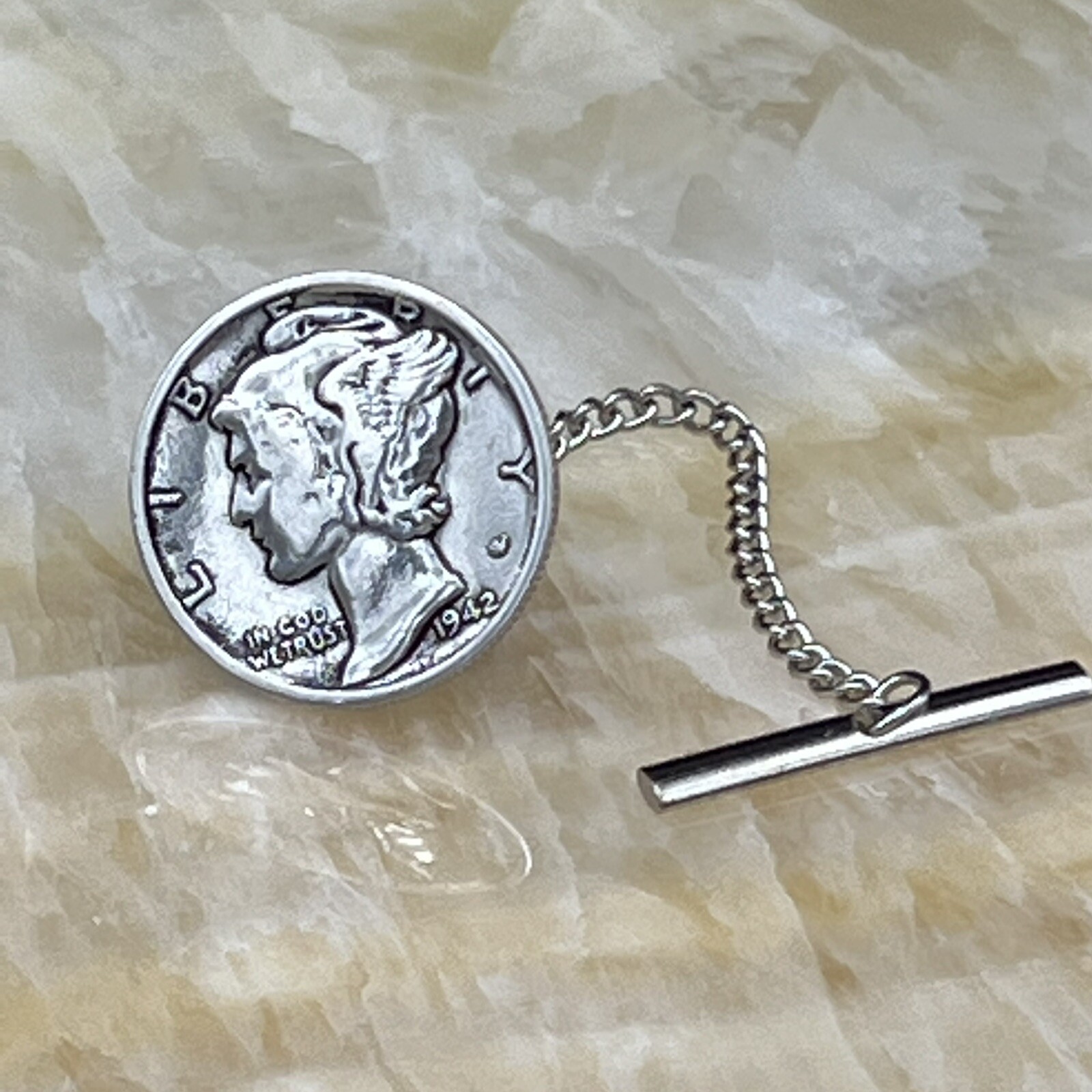 New Tie Tack Lapel Pin Vintage Mercury Dime 90% 900 Silver Collector Coin