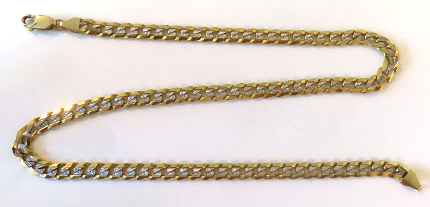 RCI 14K Yellow Gold & White Gold CUBAN LINK CHAIN Men’s Necklace 18″ Heavy Short