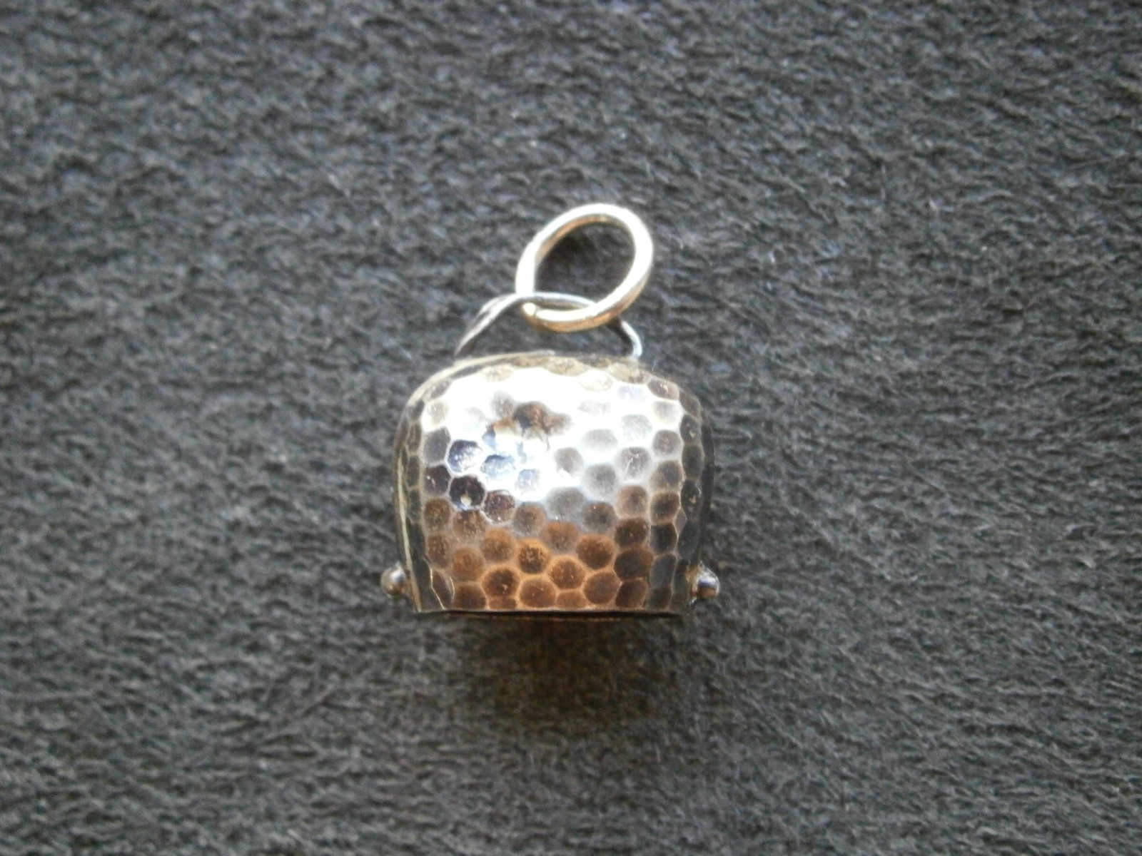 Honeycomb Cow Bell Nice Tinkle Vintage Pale Goldtone Bracelet Charm Pendant 1.2g