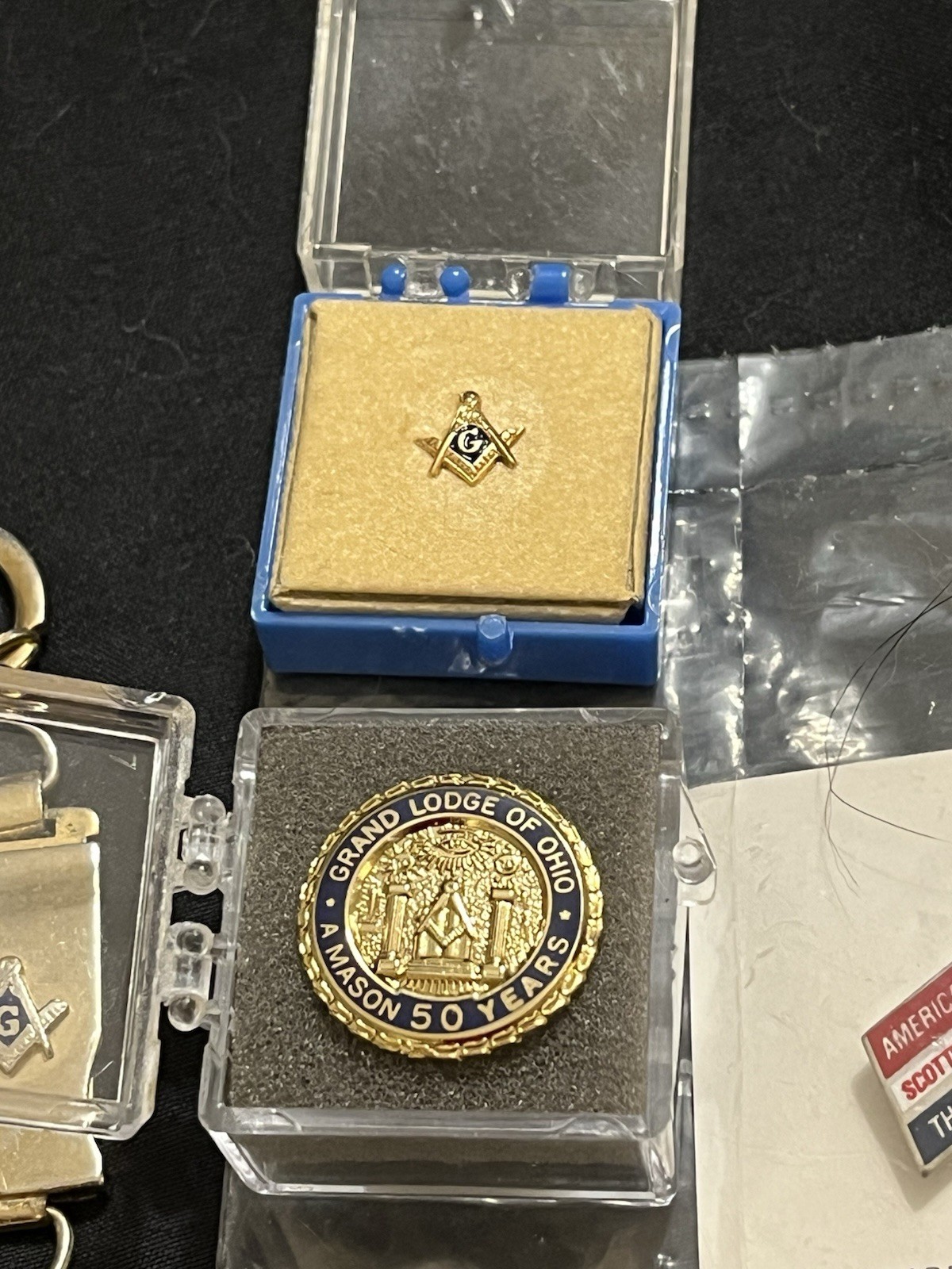 Vintage Masonic Estate Lot Knights Templar Rings Pins Buckle Coins Tie Bar