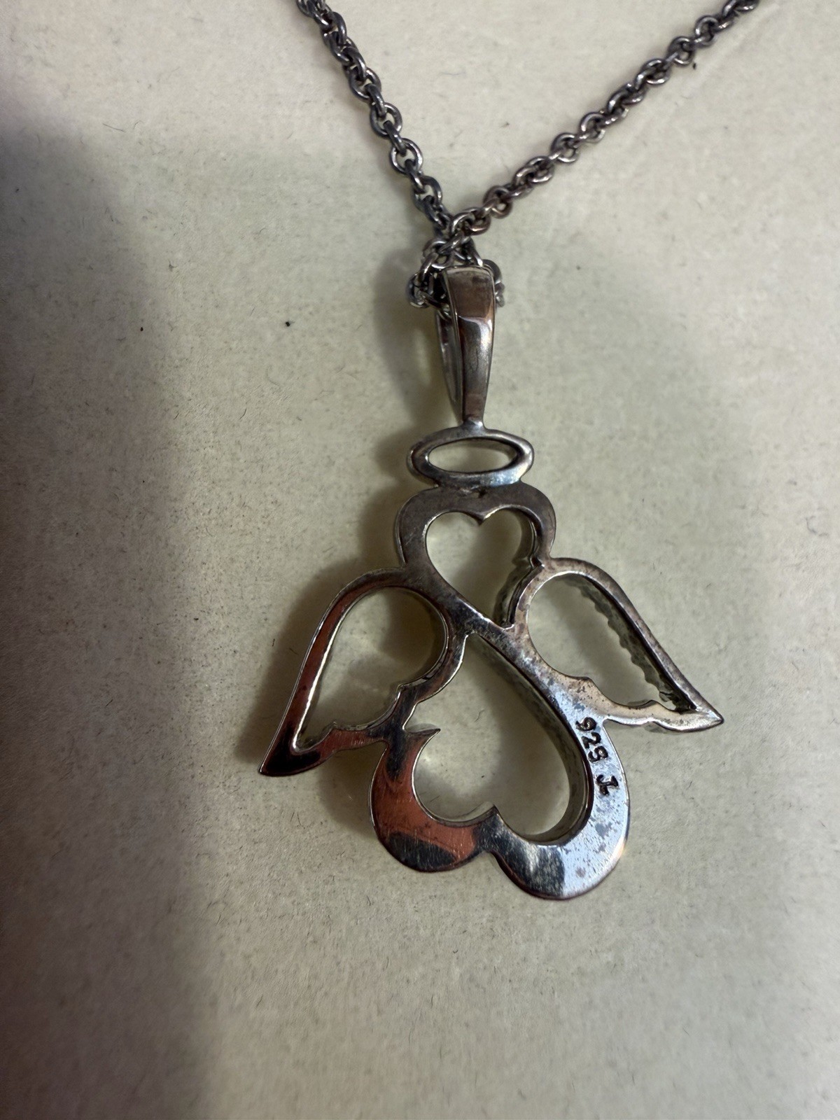 Lot 2 Jane Seymour Open Heart Sterling Silver 925 Diamond Angel Pendant Necklace