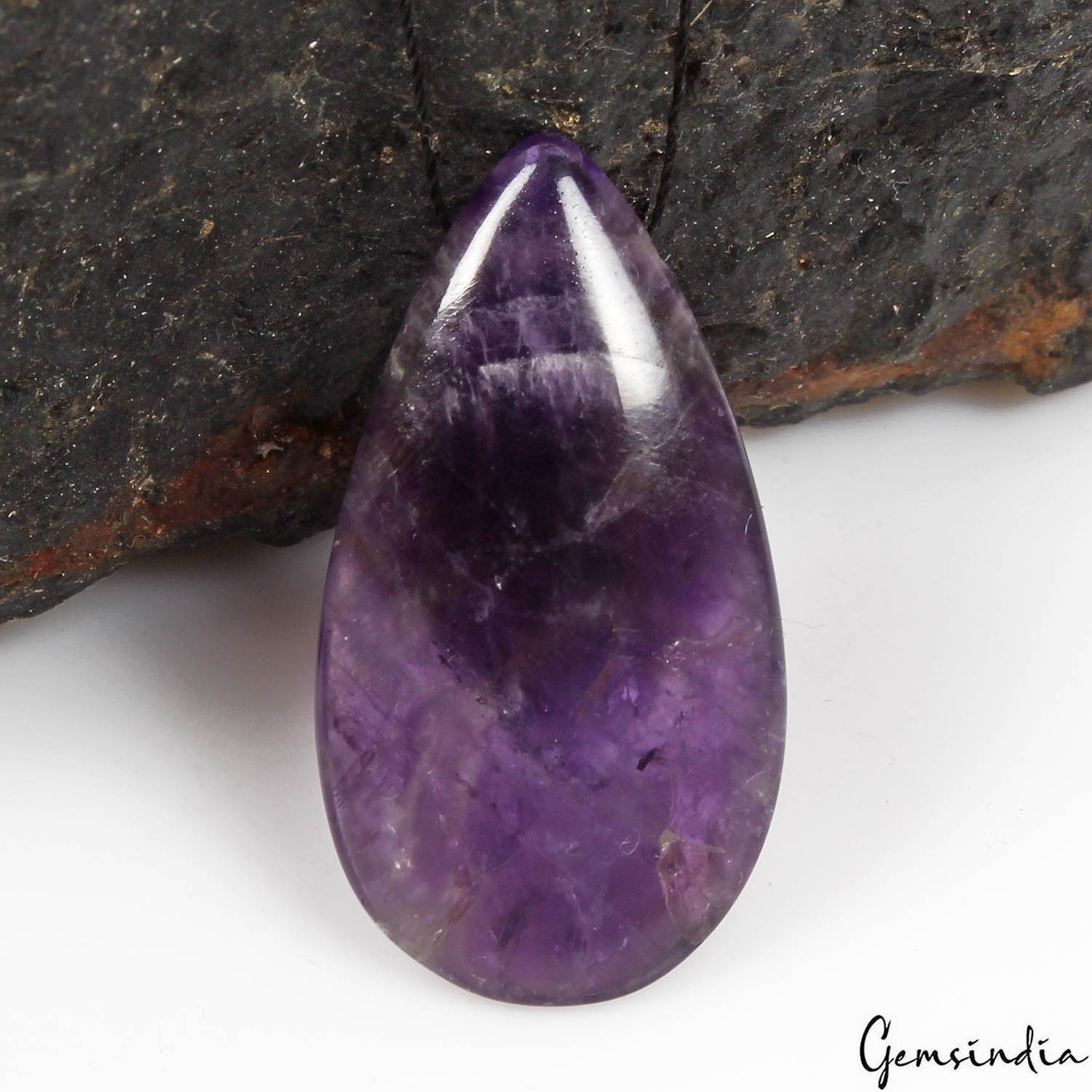 Certified 28 Ct Natural Purple Amethyst Pear Cab Drilled Bead/Briolette Gemstone