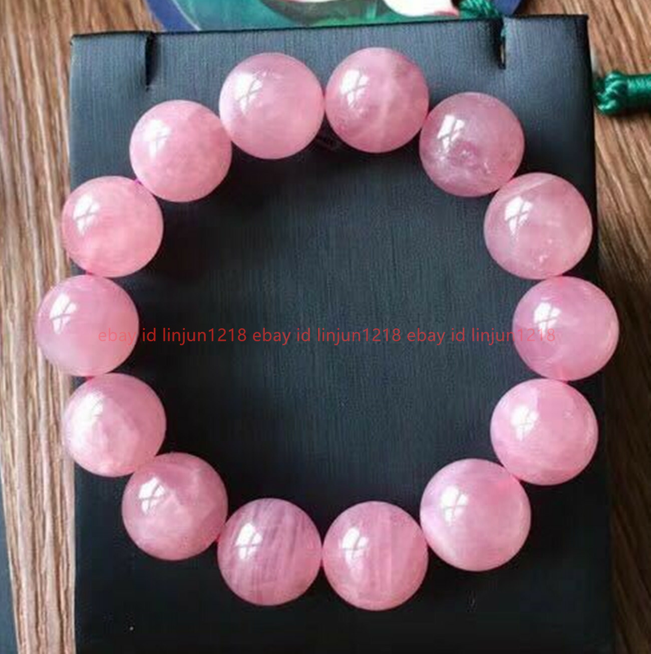 100% Genuine Natural 14mm Pink Quartz Gemstone Beads Stretch Bracelet 7.5″