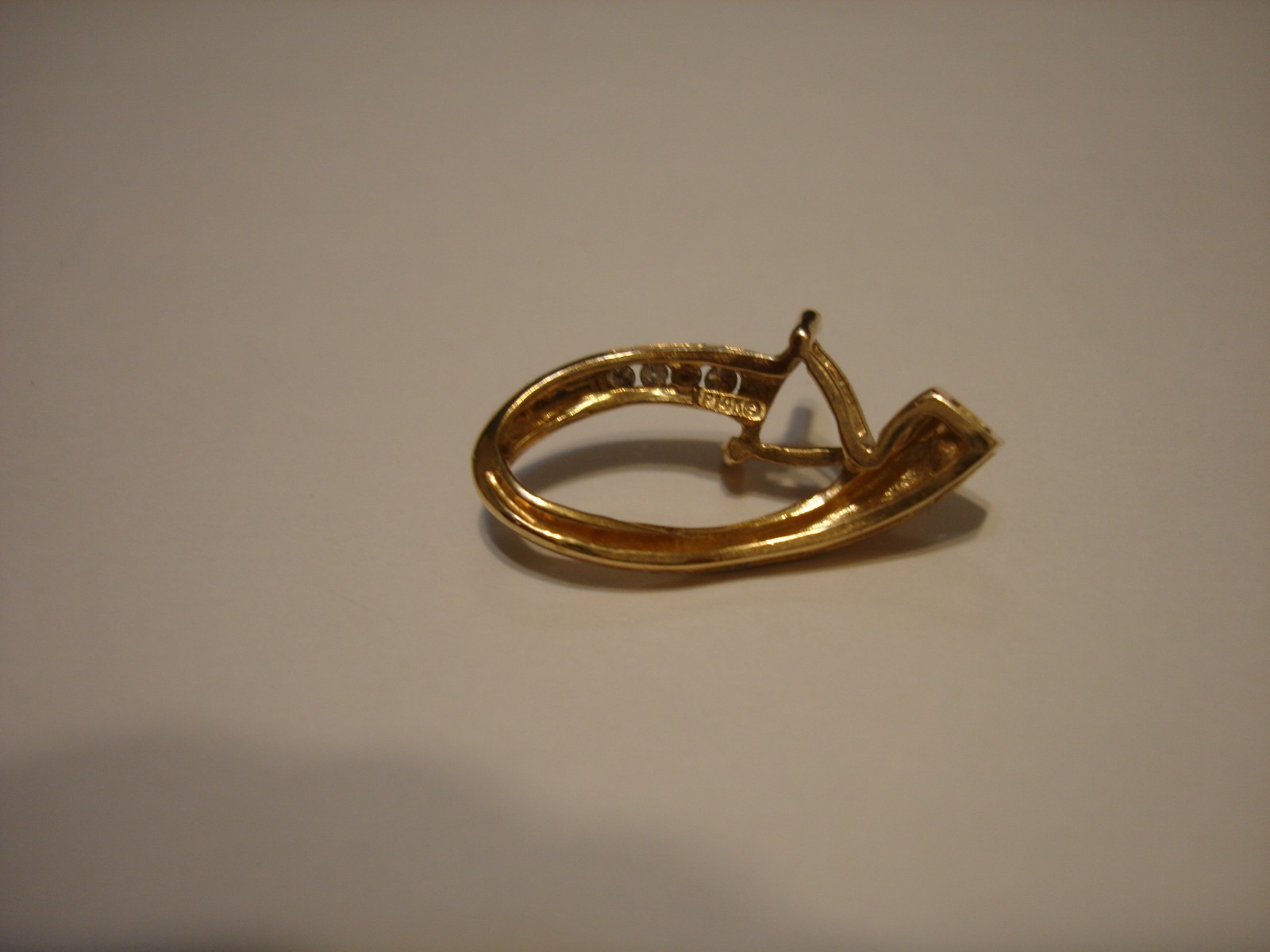 Vtg 14kt Gold Diamond For Omega Slide Chain Pendant 69mm Triangle Stone Mounting