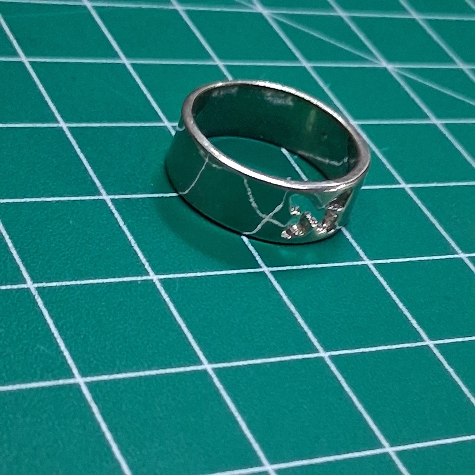 Vintage Polished Stainless Steel Laser Cut Butterfly Design Size 7.5 Band Ring