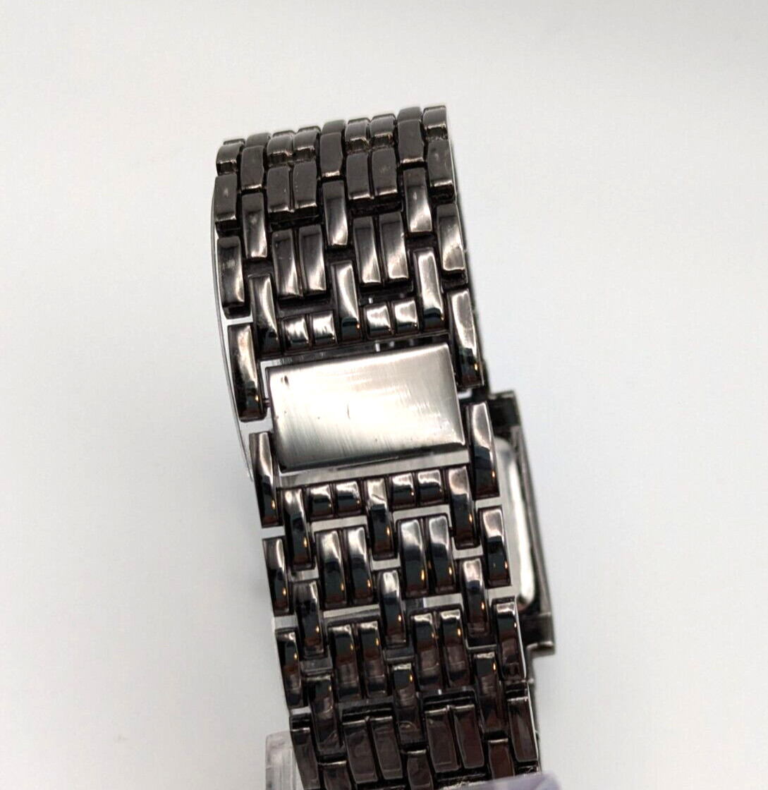 Lane Bryant Ladies Bracelet Watch Wide Band Gray Tone 7 3/4″ New Battery VGC