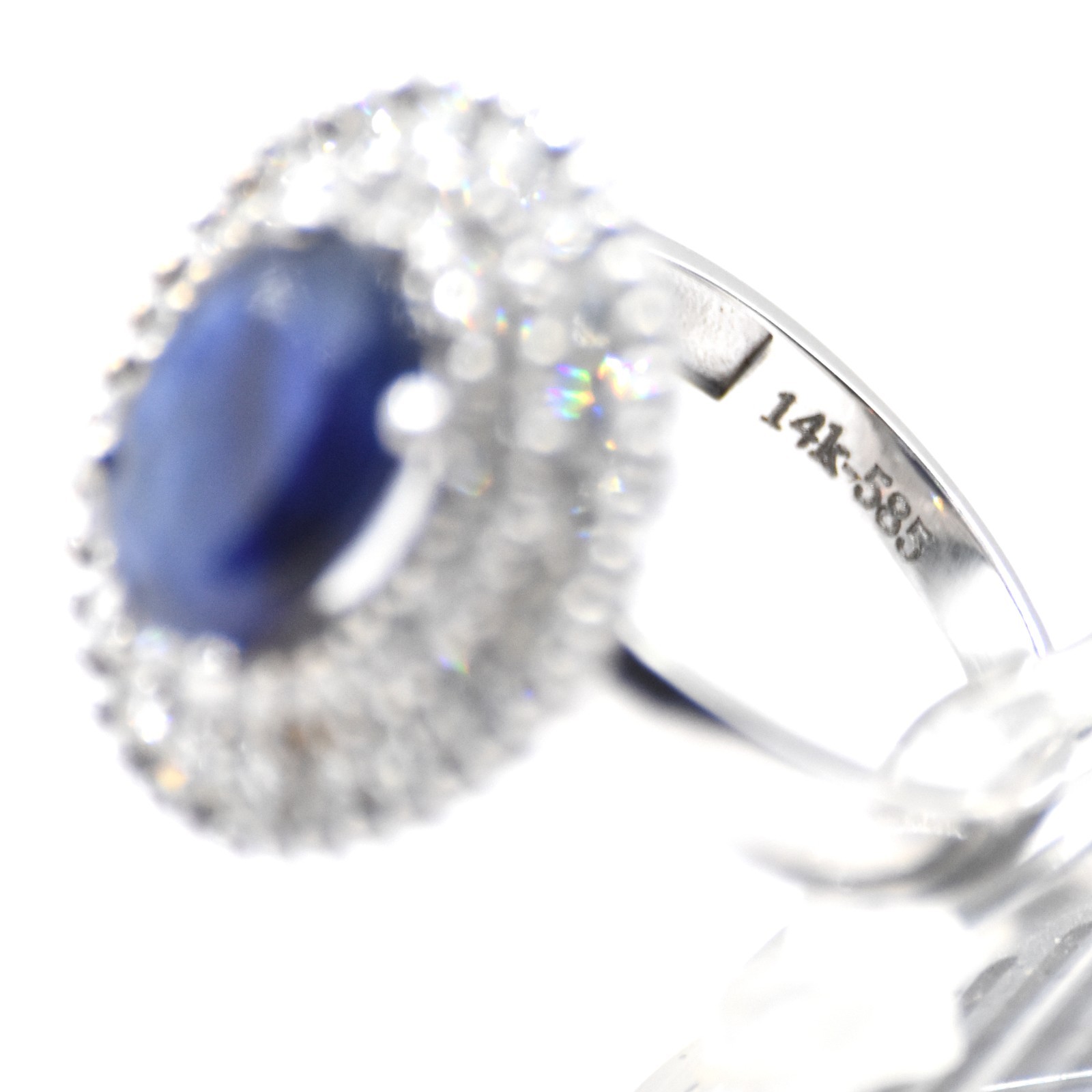 3.80cts IGI Certified Natural Diamond 14k White Gold 6gr Blue Topaz Ring