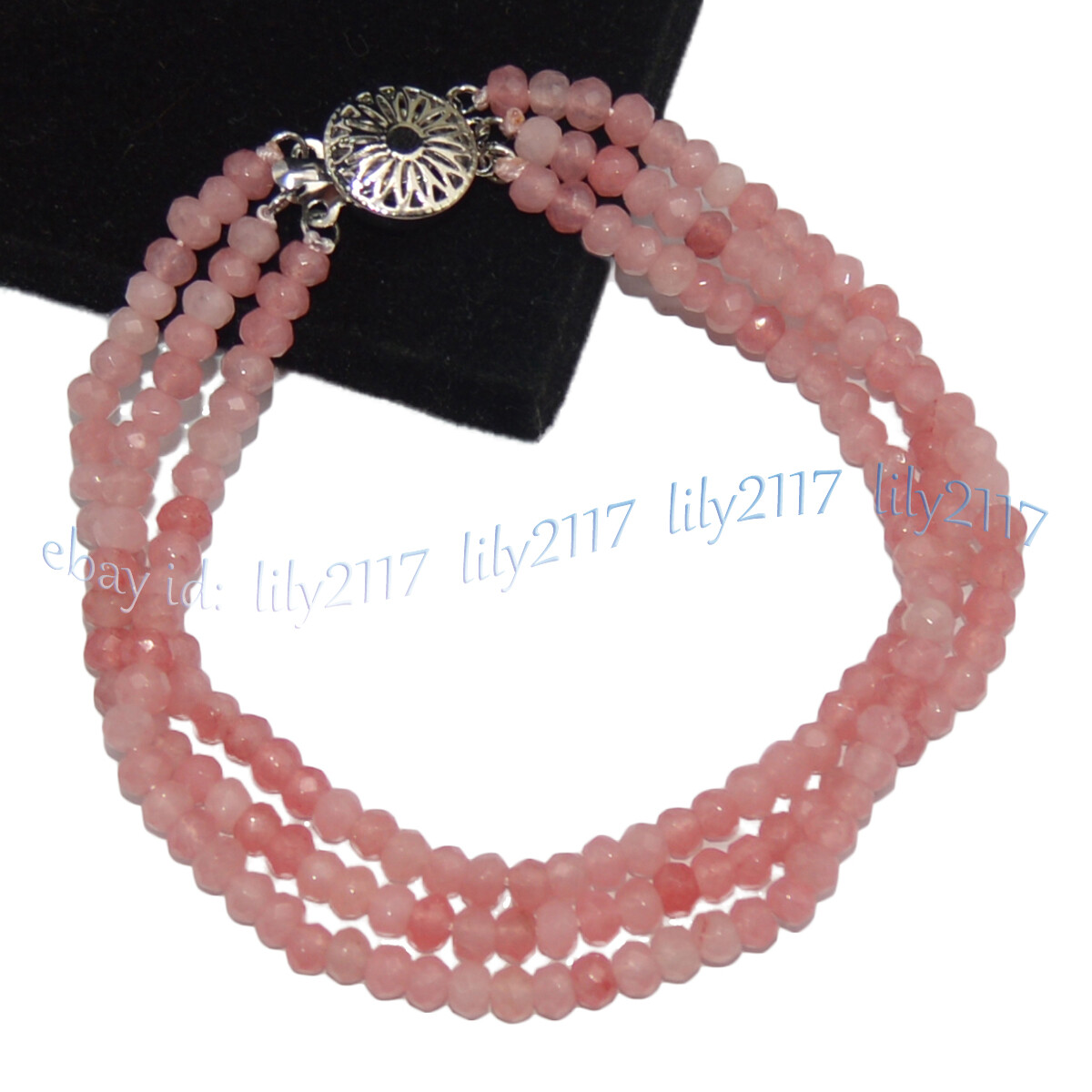 3 Rows 2x4mm Faceted Multicolor Gemstone Jade Rondelle Beads Bracelets 7.5”