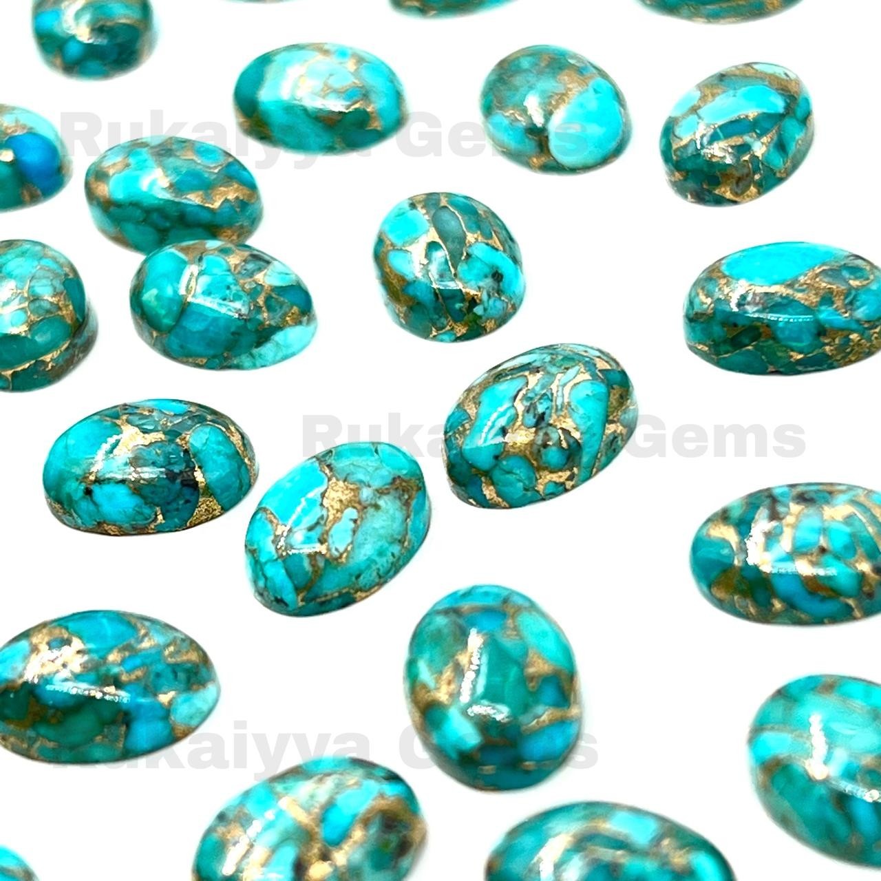 [WHOLESALE] BLUE COPPER TURQUOISE CABOCHON OVAL SHAPE LOOSE GEMSTONE