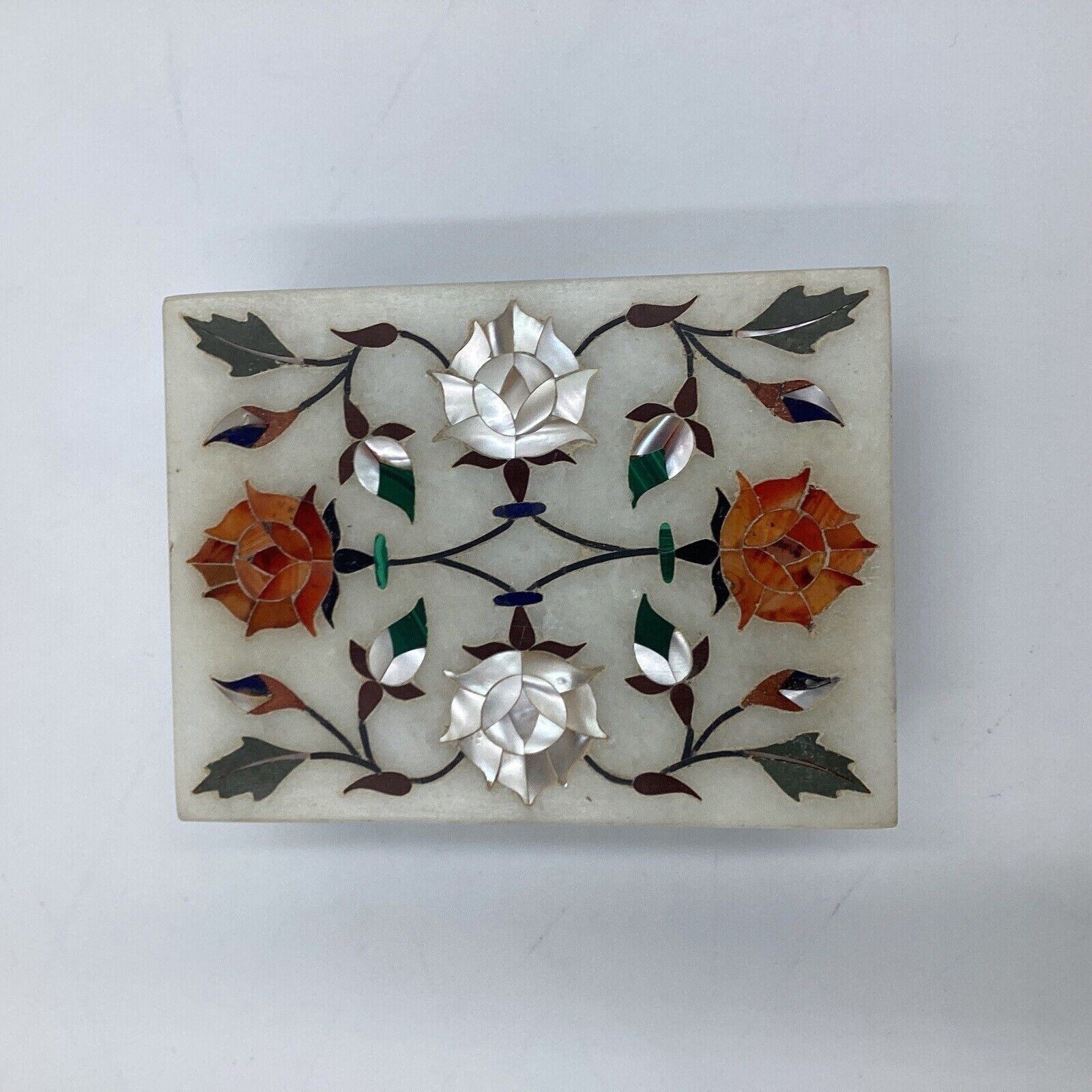 Marble Inlay Art Trinket Jewelry Box Semi-Precious Stone Cyber Monday Gifts