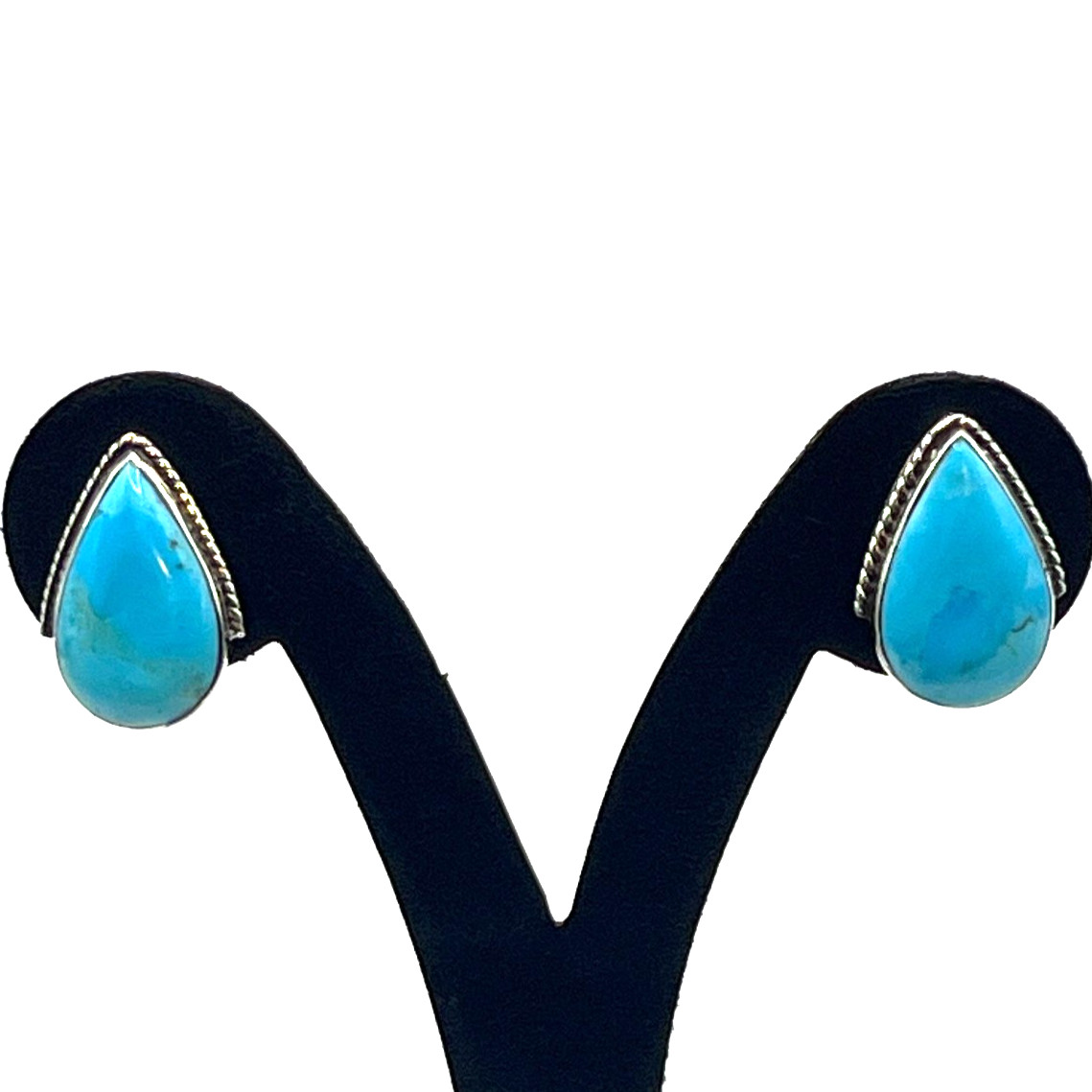 Turquoise Earrings 0.5″ Huggie Teardrop Philippines SW Style Sterling 925