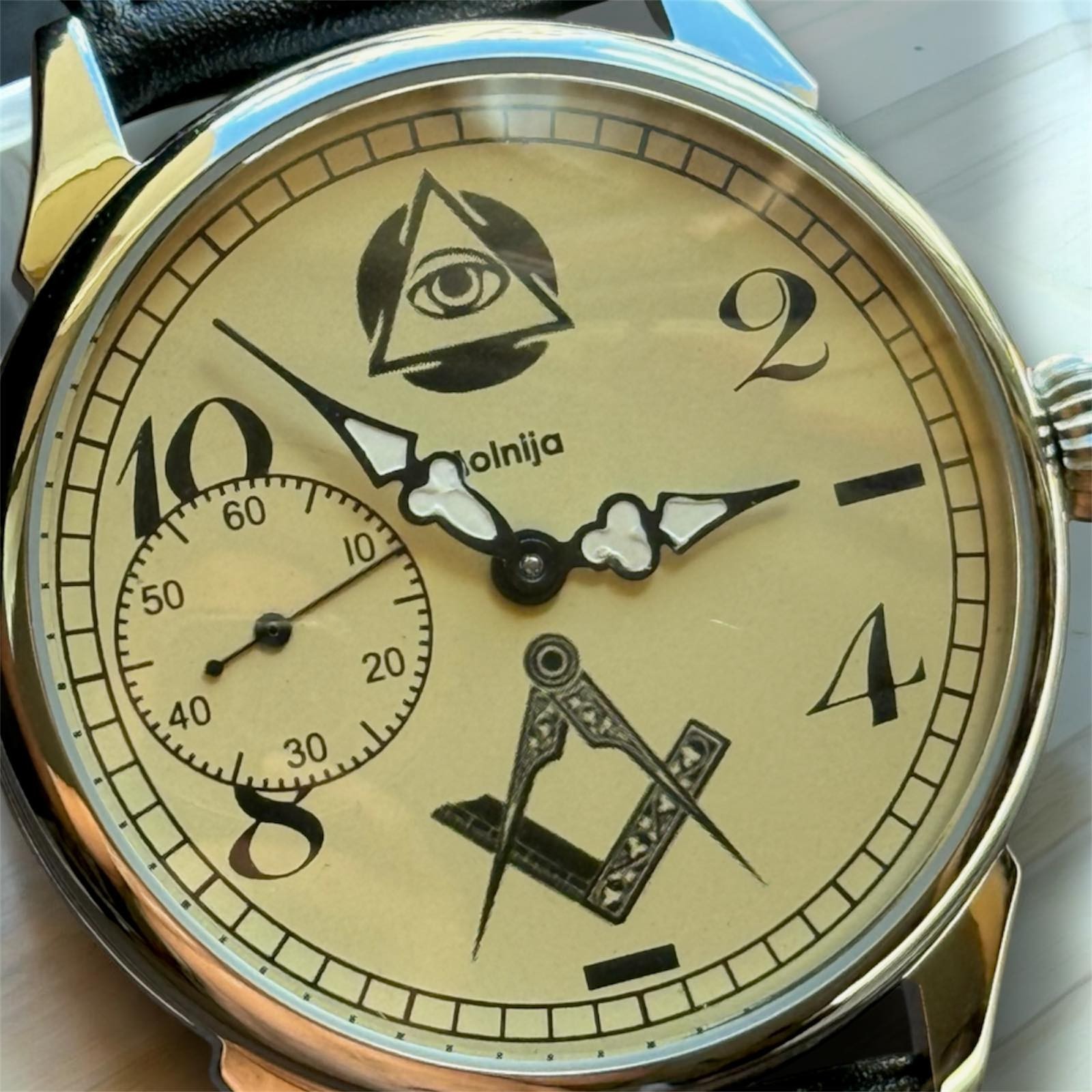Molnija Masonic Watch Mechanical USSR Soviet Freemason Symbol Old Vintage Pocket