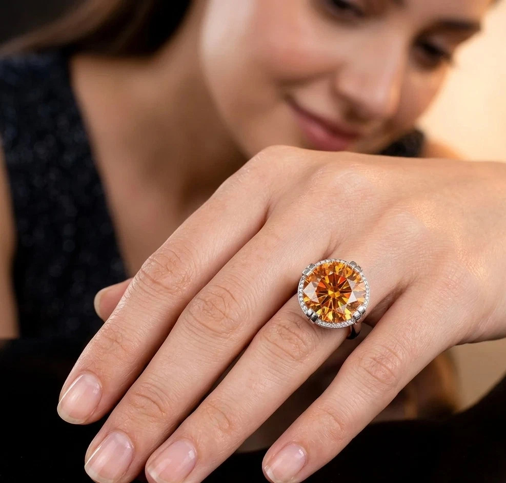 Pretty Certified 20.00 Ct Flame Orange Diamond Ring, Gift For Love-Tariffs FREE