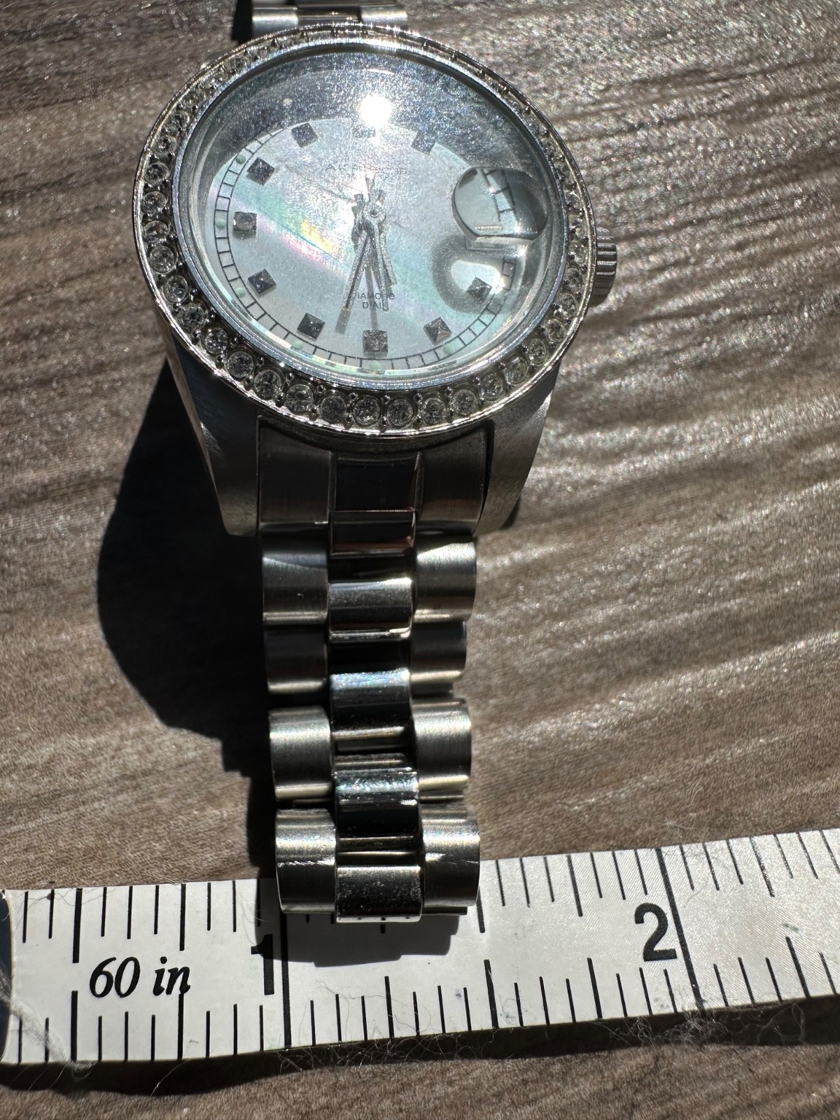 Akribos XXIV Watch for Women- 3 Real Diamonds on Dial- Diamond Crystal Bezel