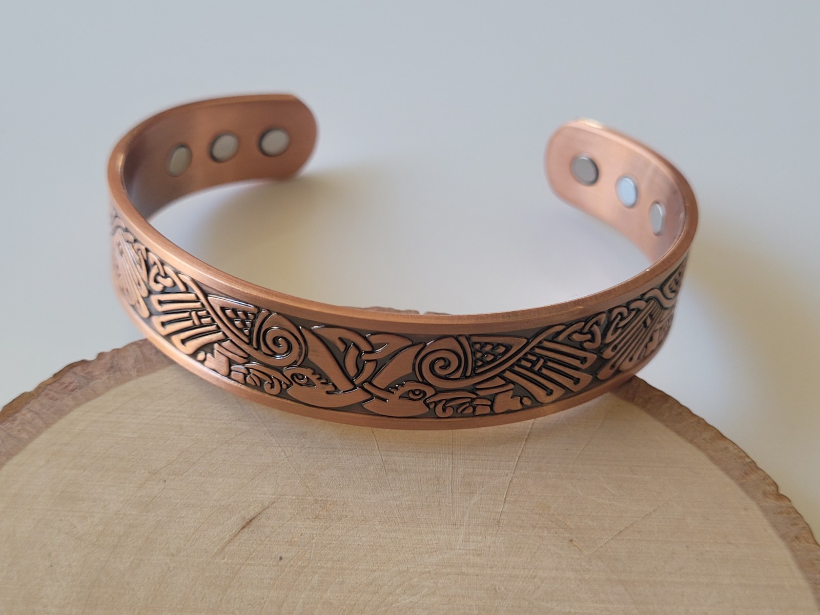 2 Pack Pure Copper Magnetic Bracelet Arthritis Pain Therapy Cuff Celtic Phoenix