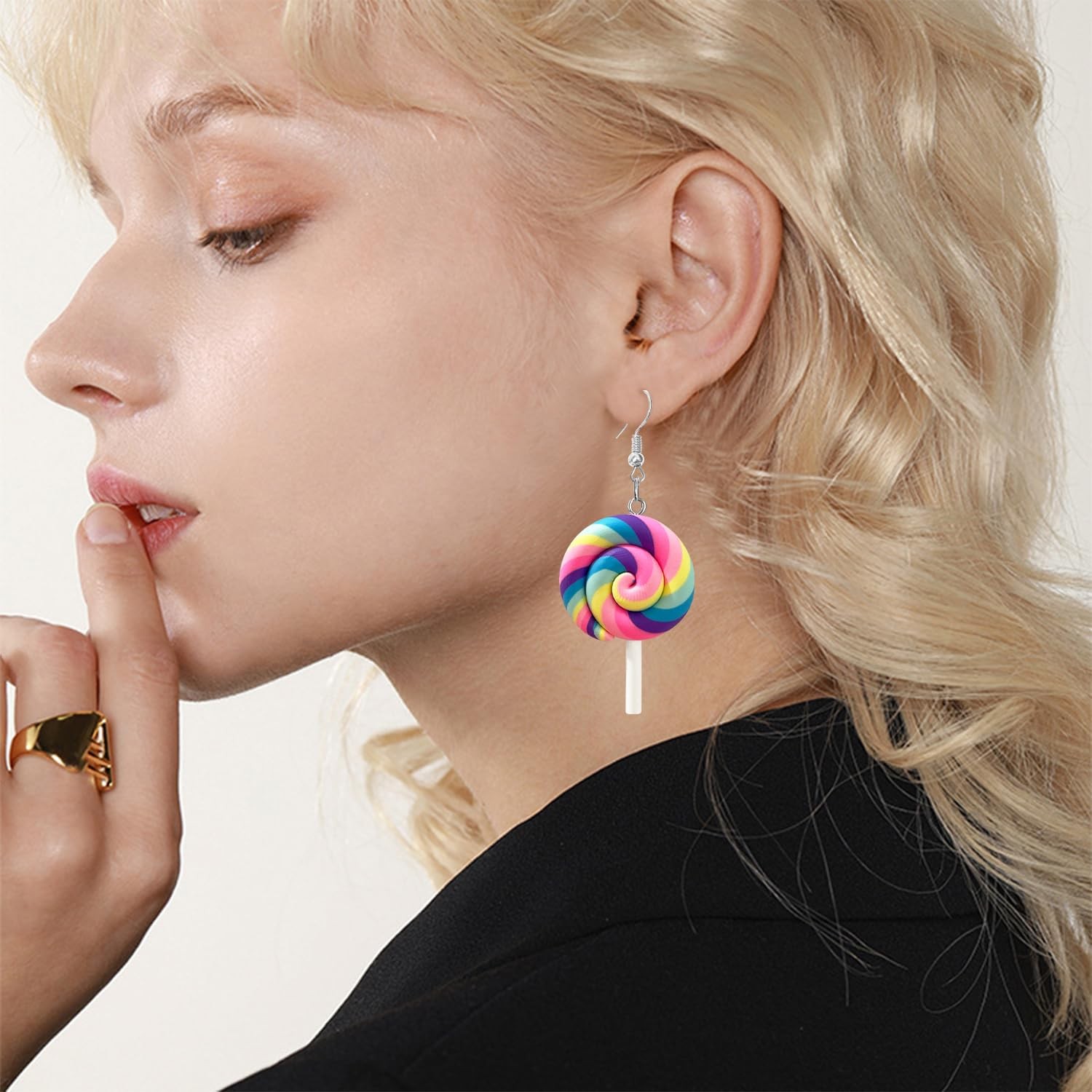 Sweet Cute Funny Simulation Lollipop Resin Dangle Drop Earrings Creative Co – 03