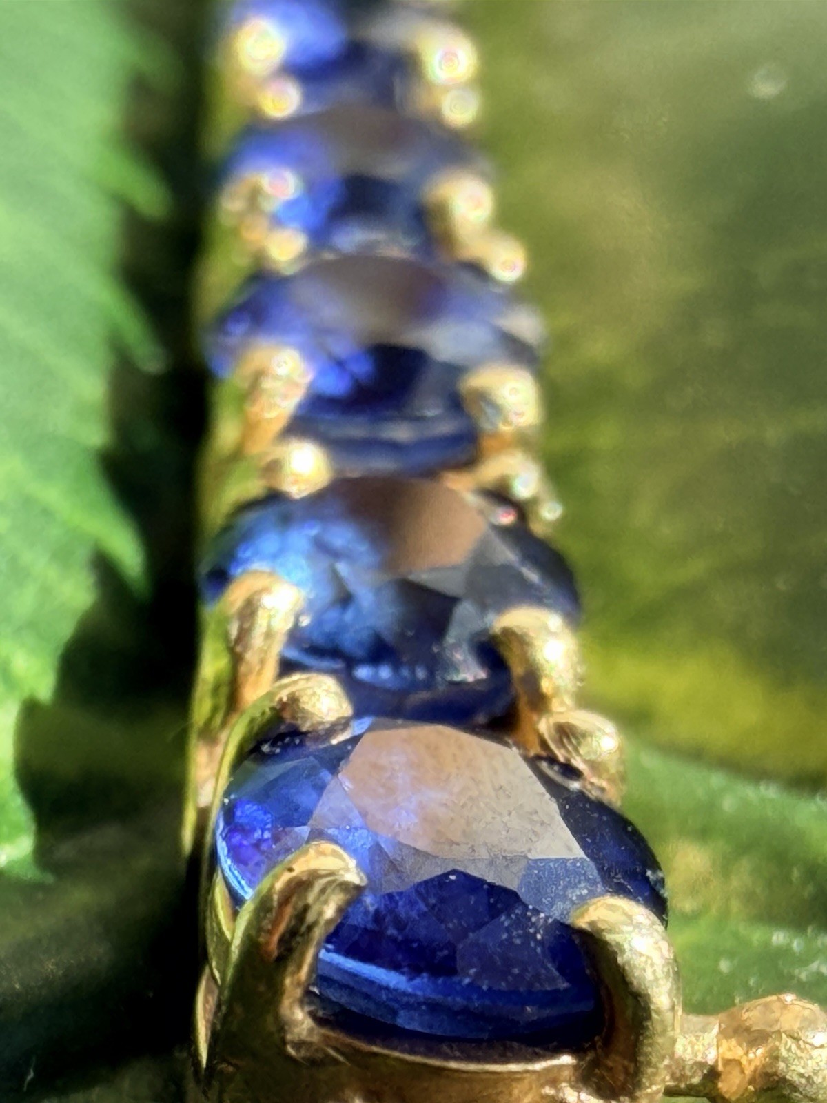 21.25ct Natural Blue Sapphire Tennis Bracelet 14K Yel Gold 25 Oval Stones 7.25”
