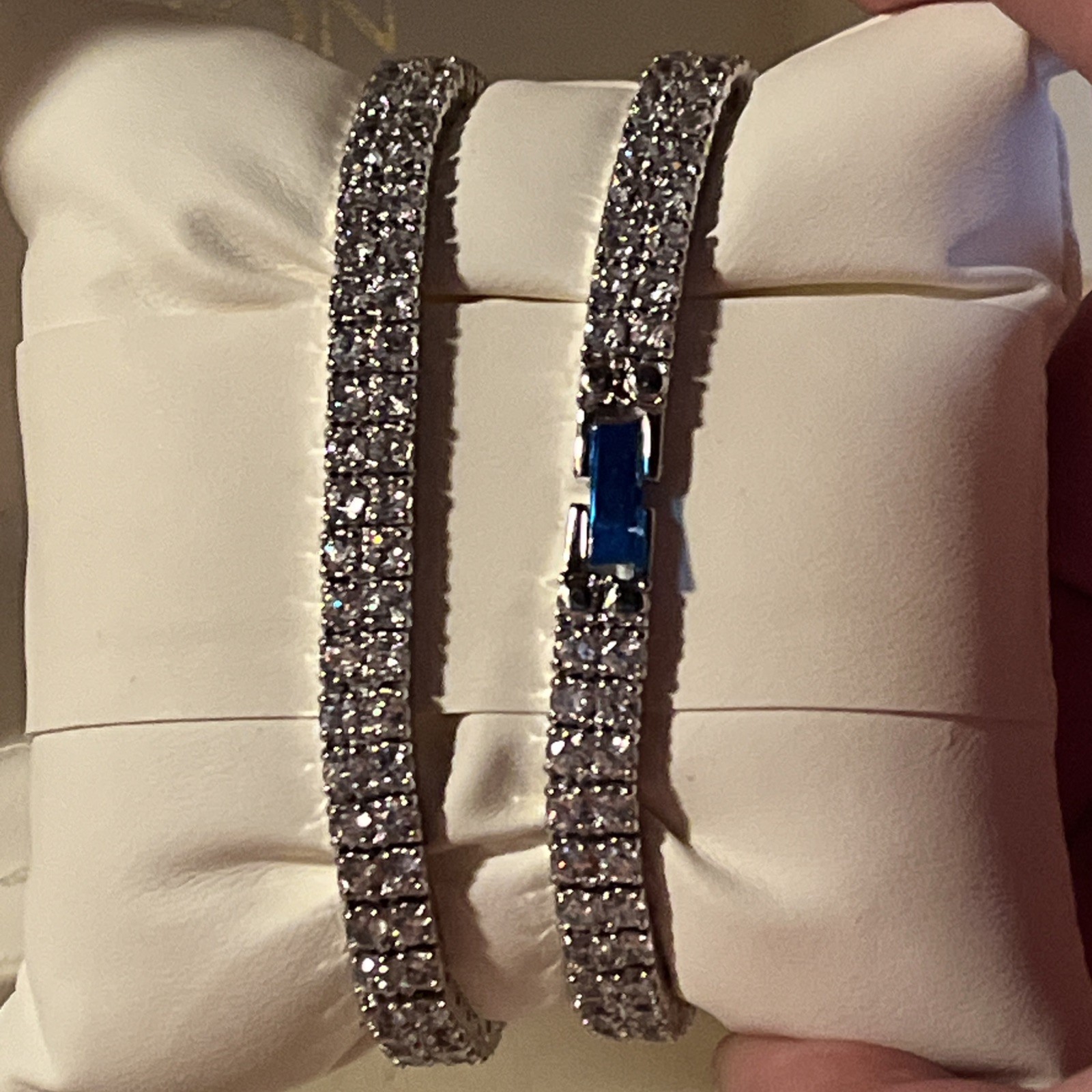 Vtg Croton Women Stainless CZ Watch/Bracelet Set with Mother of Pearl Dial New!