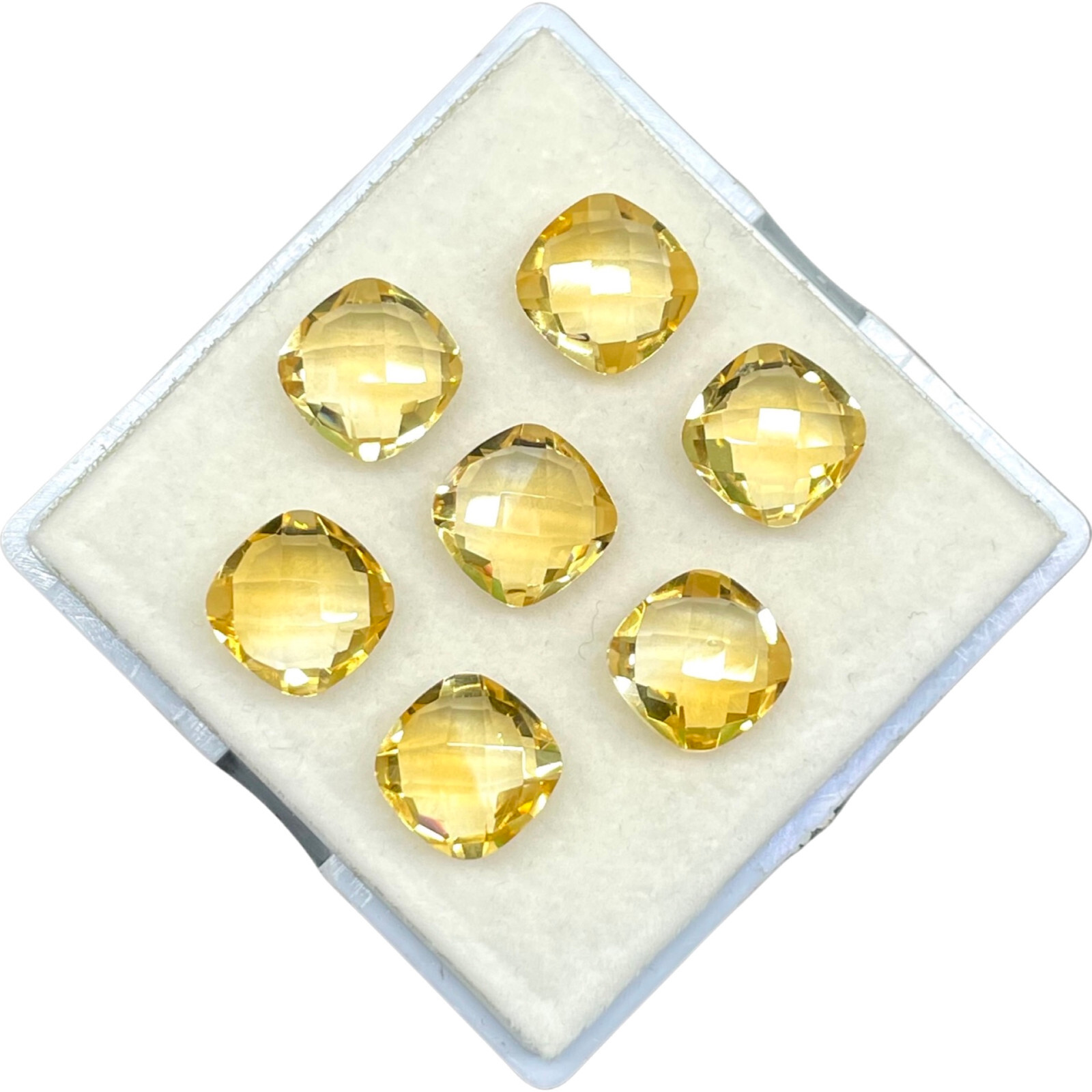 VVS 7 Pcs Natural Citrine 10mm Cushion Checker Cut Loose Gemstones Lot