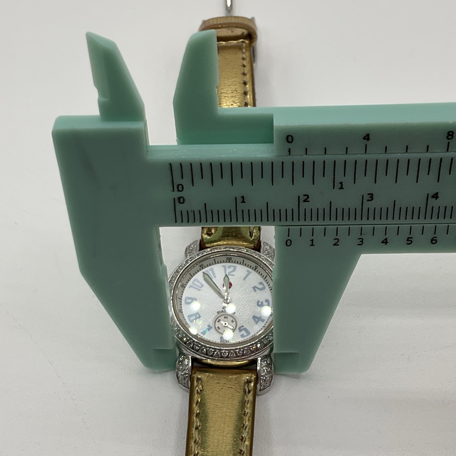 Michele CSX Diamond Bezel Wrist Watch 71-2600 With 3 Extra Bands Gold Pink White