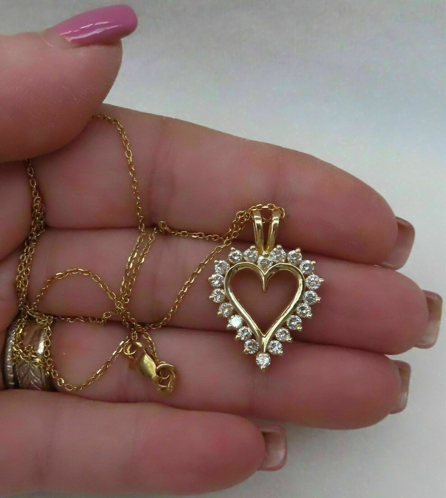 1CT Round Lab-Created Diamond Heart Pendant For Womens 14K Yellow Gold Plated