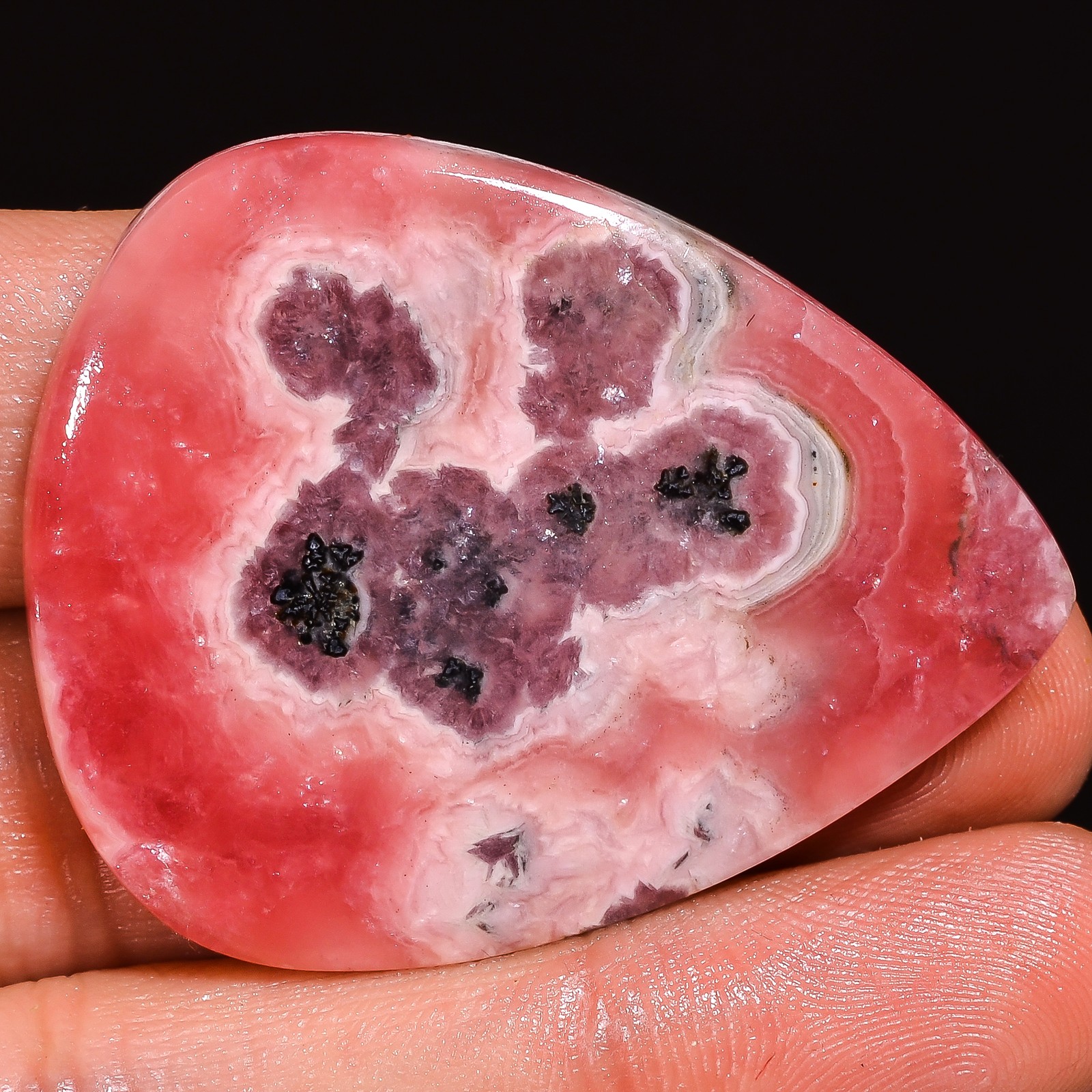 101.95 Ct Natural Pink RHODOCHROSITE Pear Cabochon Gemstone 35x44x5 mm FD53