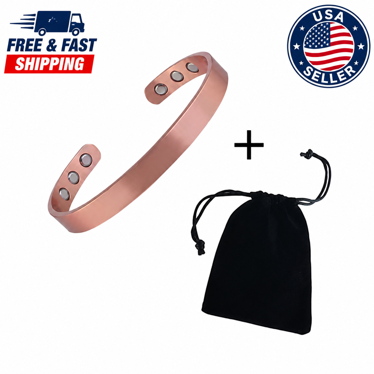 Pure Copper Magnetic Bracelet Arthritis Therapy Energy Bangle Pain Relief USA