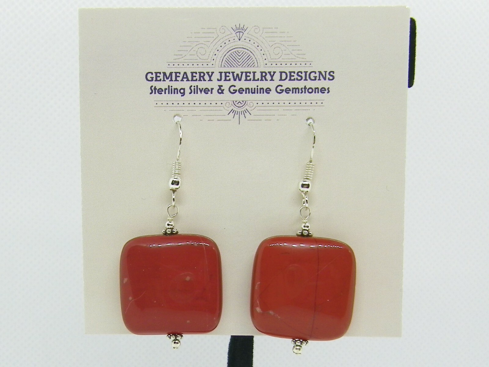 Sterling Silver Natural RED RIVER JASPER Dangle Earrings #6319…Handmade USA