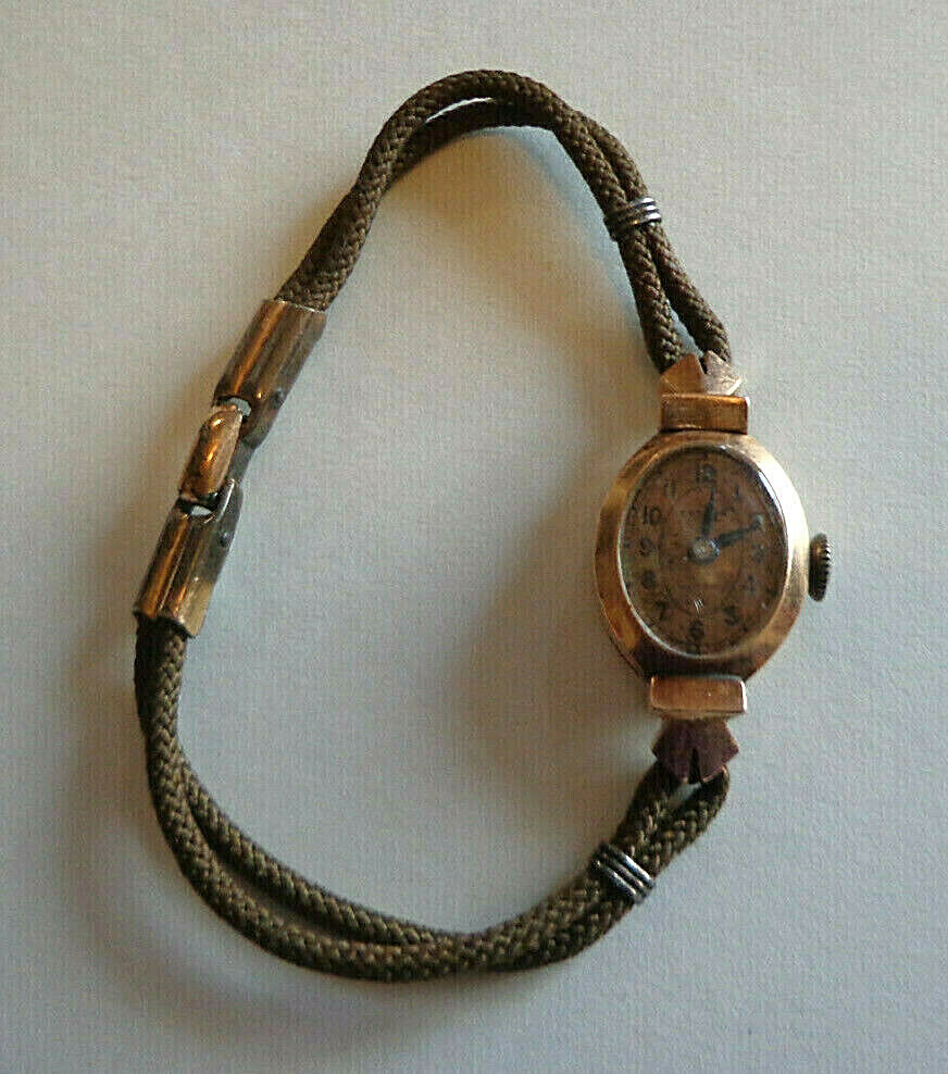 Vintage Ladies 14K 17 jewel Rose Gold Croton Watch from Tiffany’s 1940s INV 2912