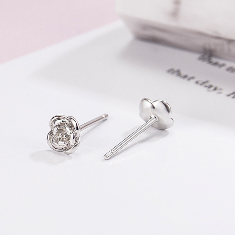 925 Silver Post Abstract Love Flower Rose Stud Earrings 5mm Women Girl S6