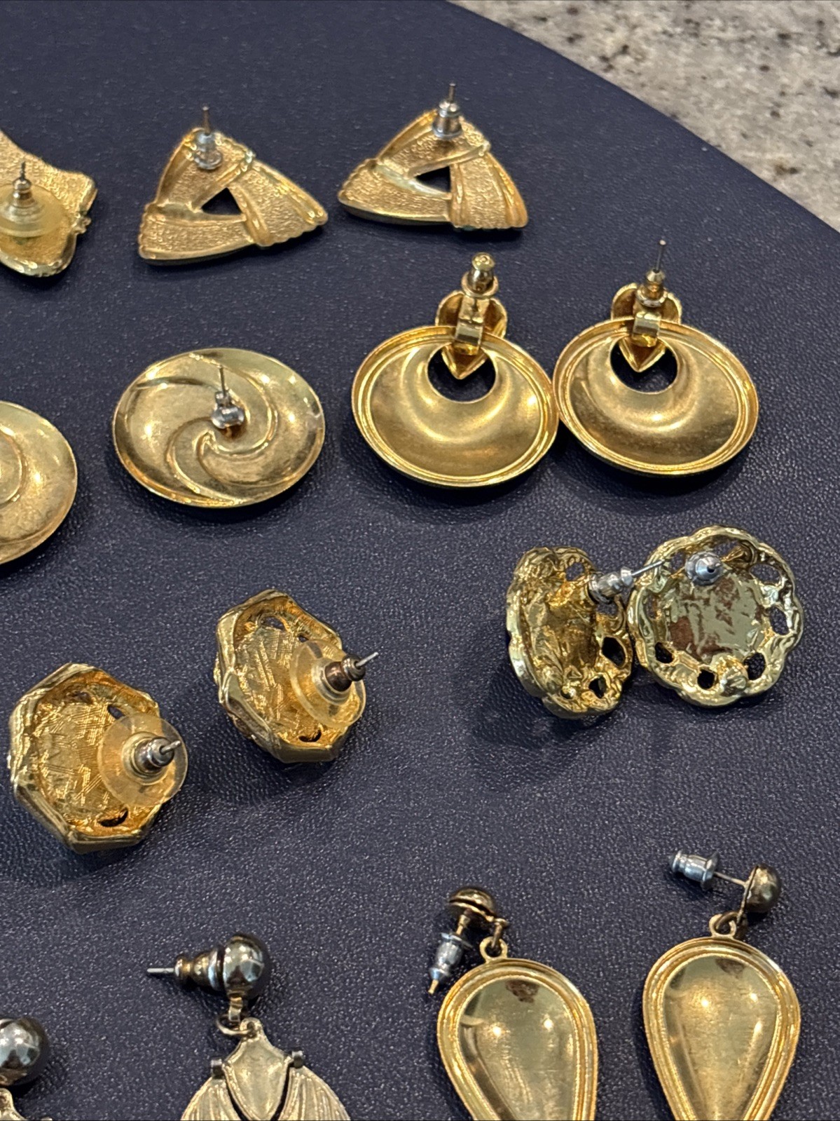 Lot of 18 Pairs of Vintage Pierced Earrings Variation Of Colors And Shapes.