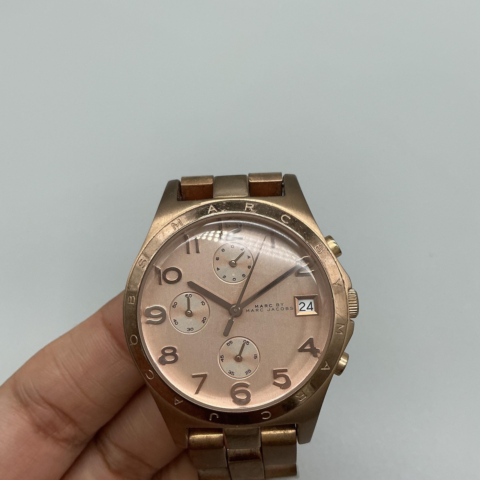 Marc By Marc Jacobs Womens Watch 37mm Rose Gold Tone Stainless New Battery 6.25″