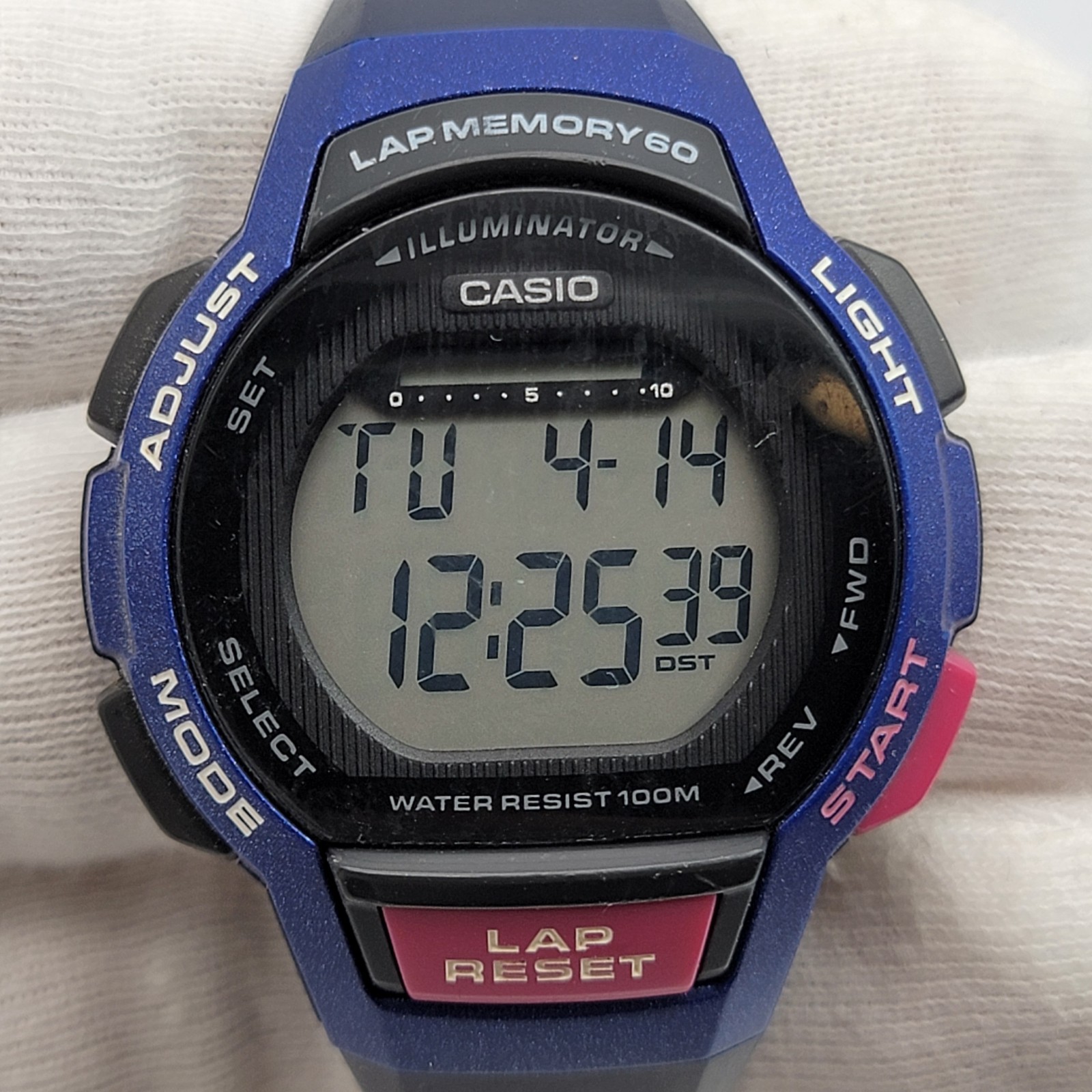 Casio Illuminator Women Digital Watch 37mm Chrono Blue LWS-1000H 10ATM , Runs