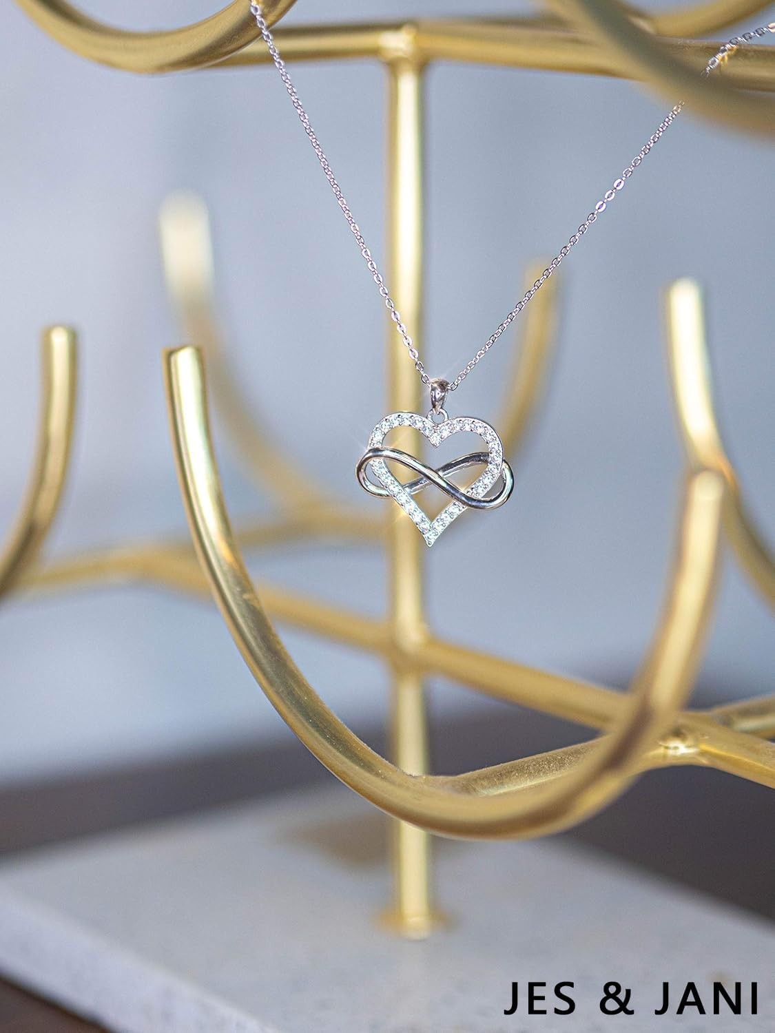 Infinity Heart Necklace for 16″ Chain with 2″ Extender, Silver