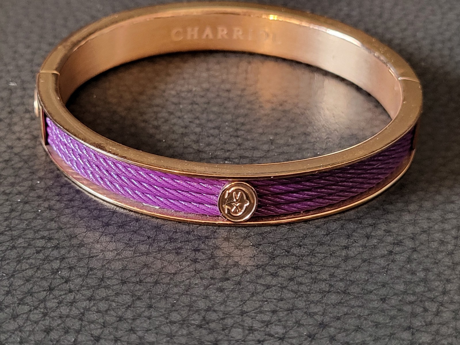Charriol Forever Colors Plum Hinged Bangle Bracelet. With Box. Size L