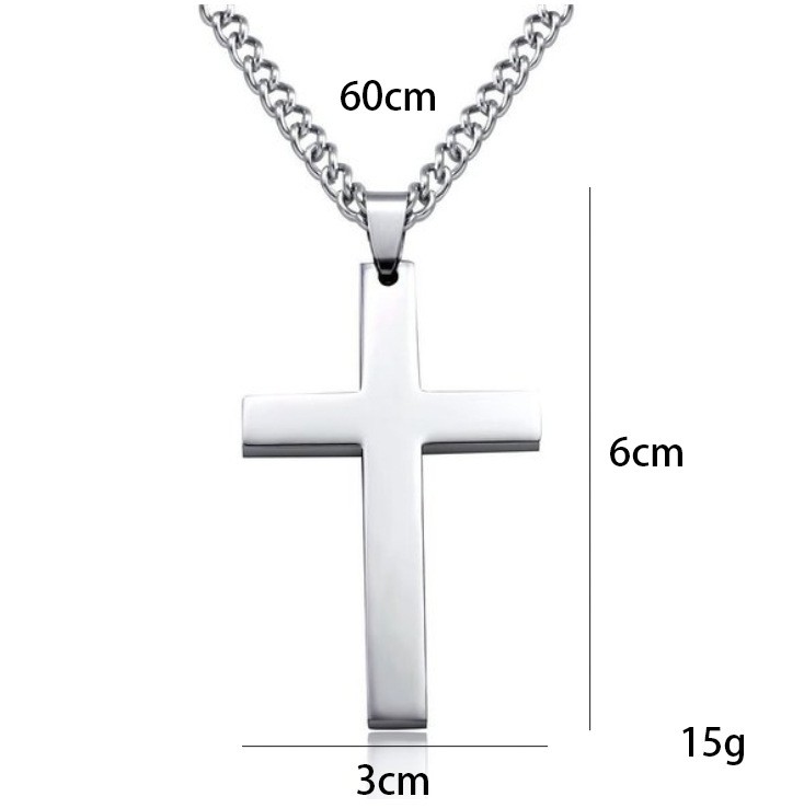60Cm Cuban Chain With Cross, Mirror Polished, Men’s And Women’s Jewelry