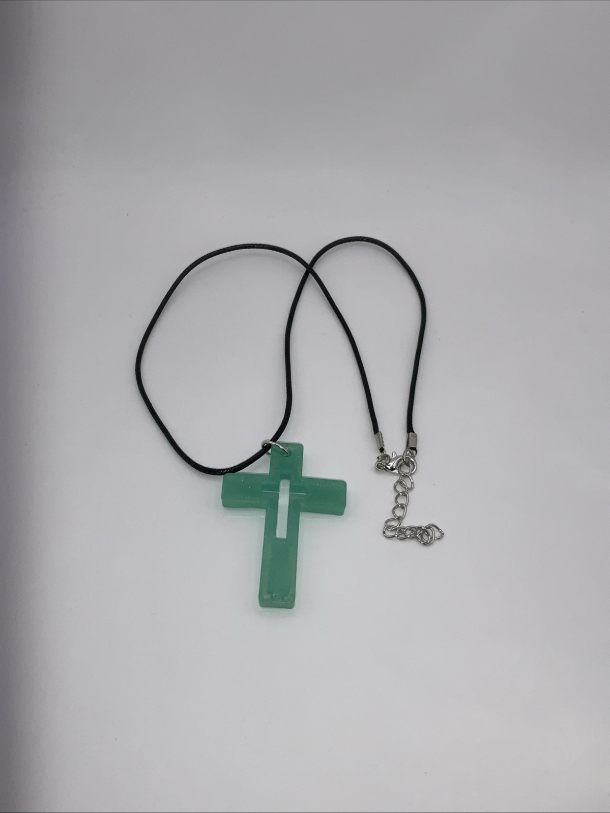 House Of David Handmade Artesian Cross Necklace Sea Green One Of A Kind 18 in