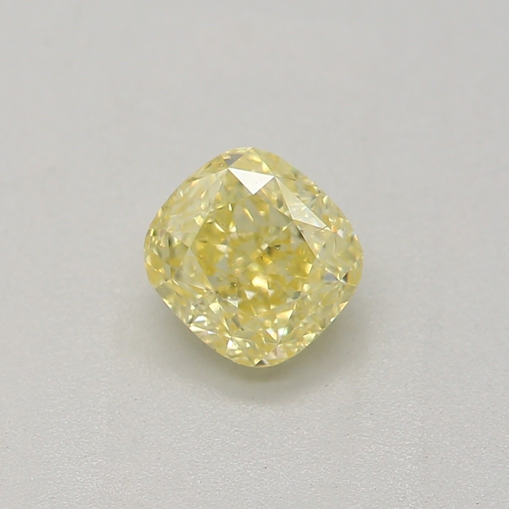 0.39 carat, Fancy Intense Yellow, Cushion Shape, SI1 Clarity, GIA